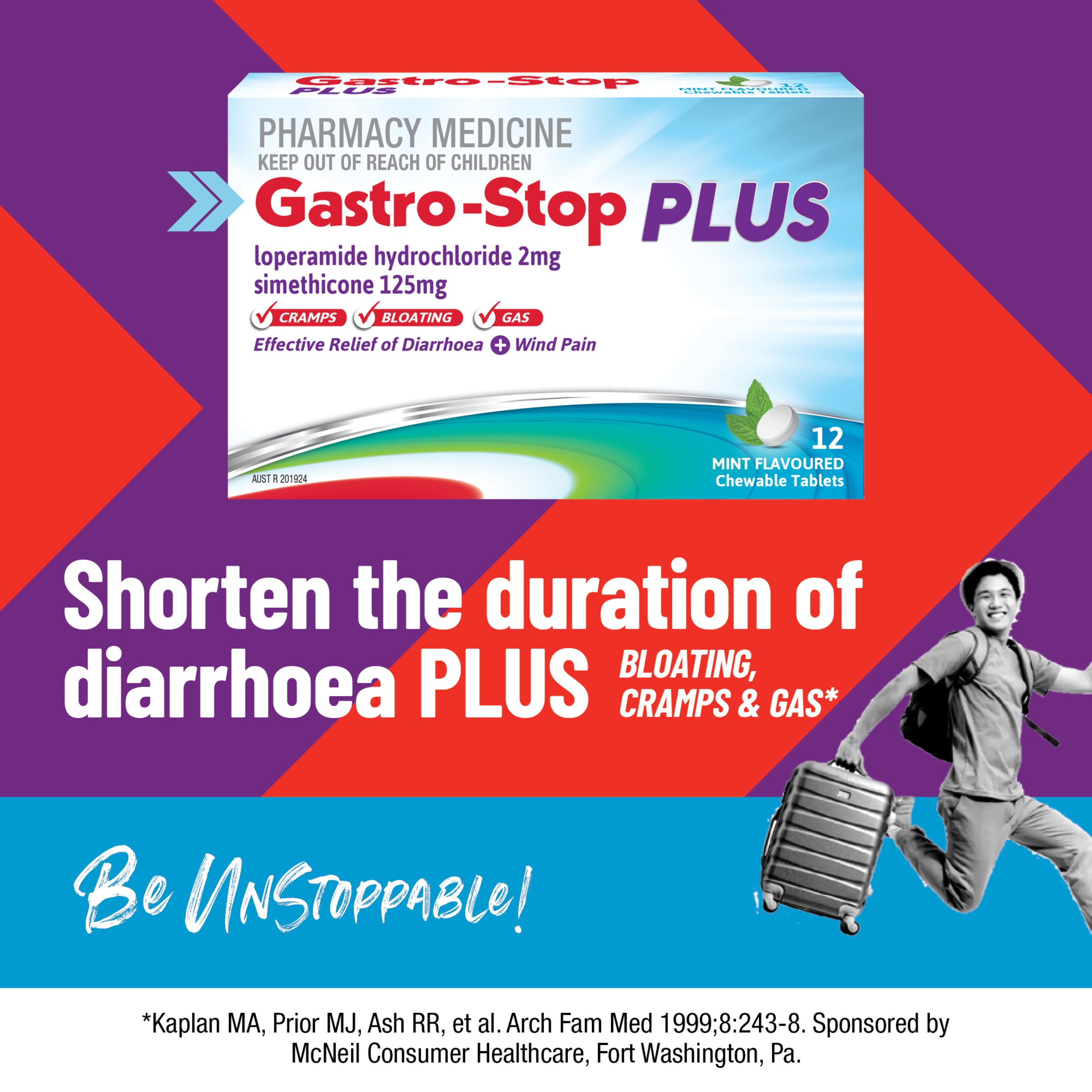 Gastro-Stop Plus Acute Diarrhoea Relief Mint Flavoured 12 chewable tablets - Image 4