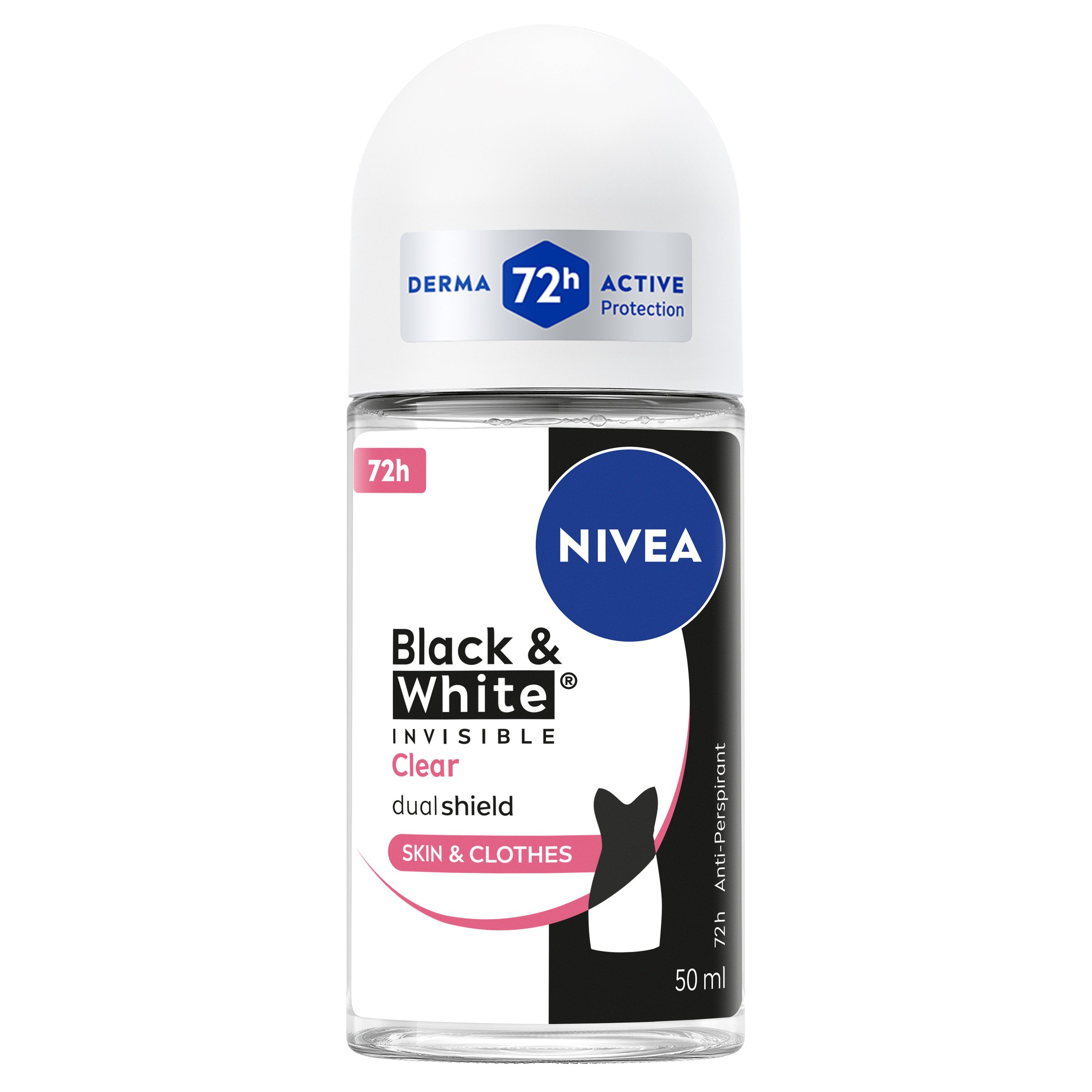 Nivea Women Invisible Black & White Clear 72Hr Anti-Perspirant Roll On 50ml - Image 1