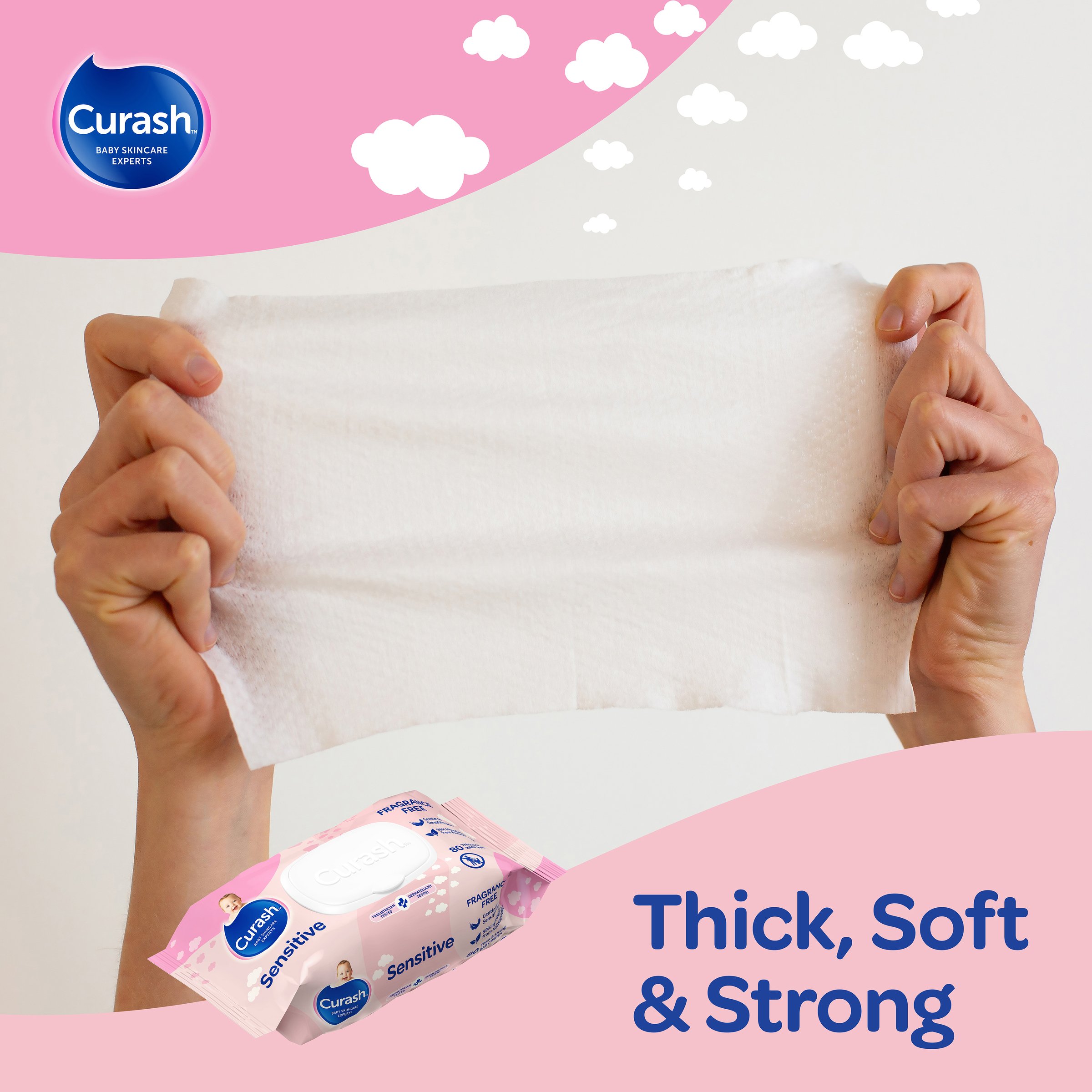 Curash Wipes Fragrance Free 80 wipes - 3 pack - Image 6