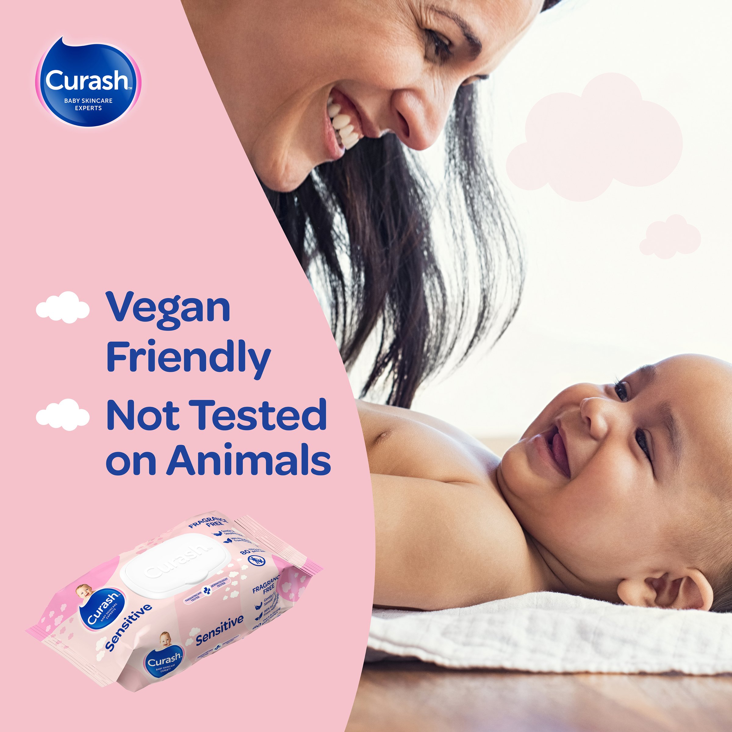 Curash Wipes Fragrance Free 80 wipes - 3 pack - Image 8