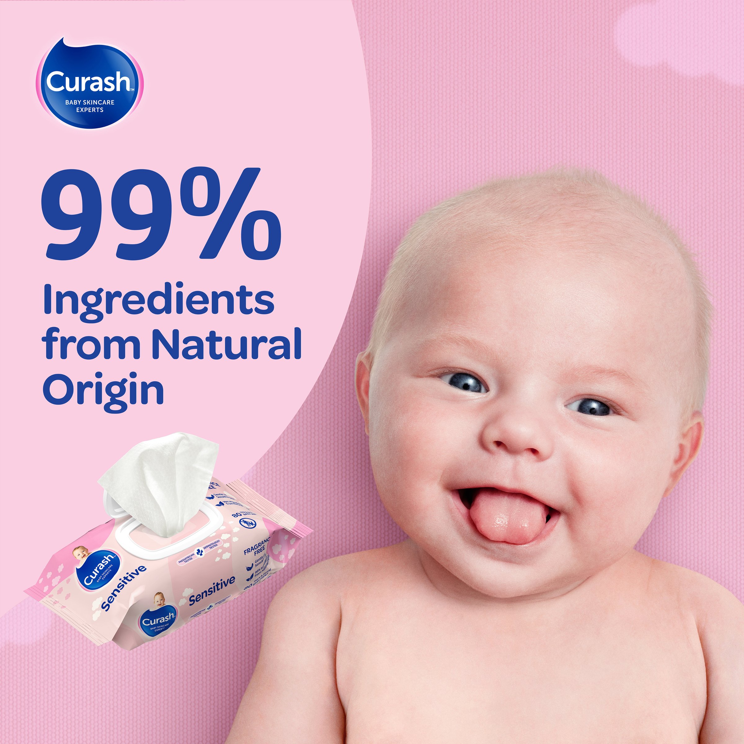 Curash Wipes Fragrance Free 80 wipes - 3 pack - Image 4