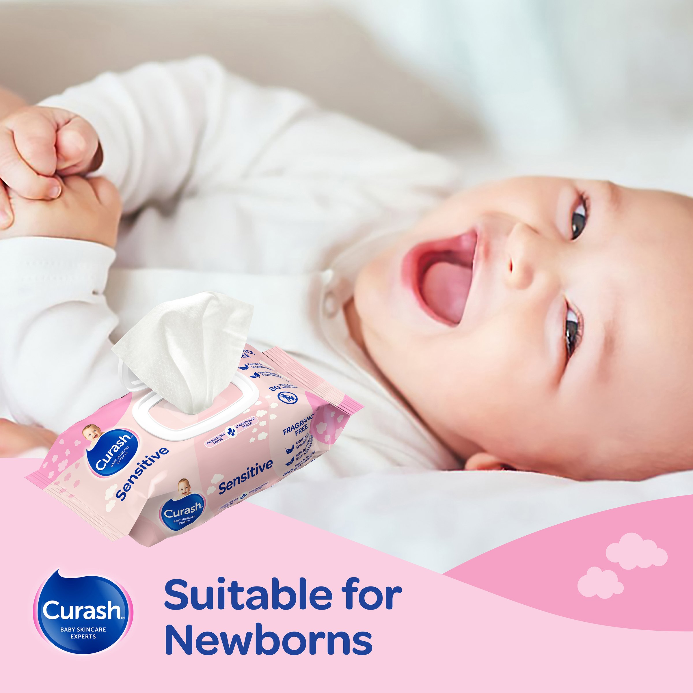 Curash Wipes Fragrance Free 80 wipes - 3 pack - Image 5