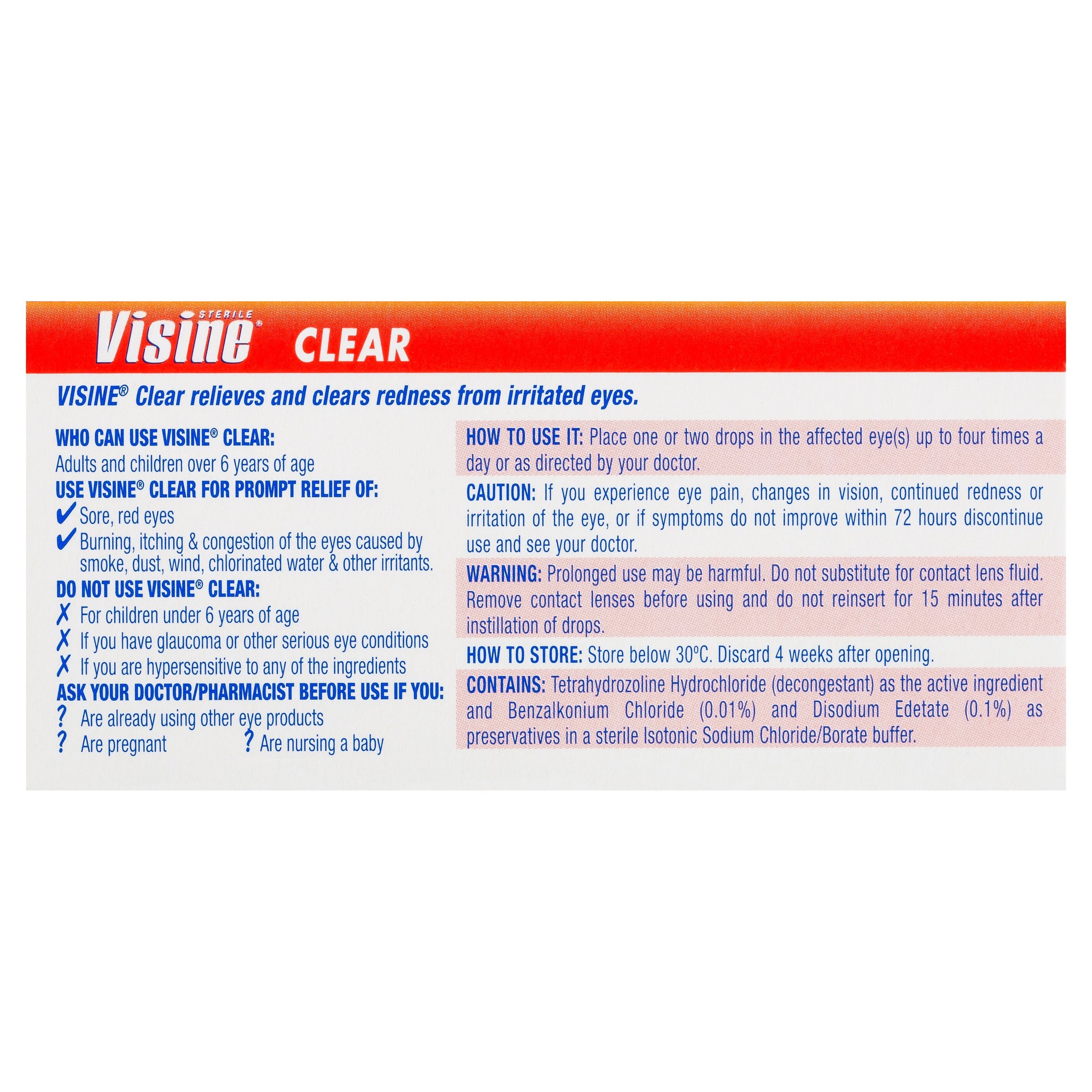 Visine Eye Drops Clear 0.05% - 15ml - Image 2