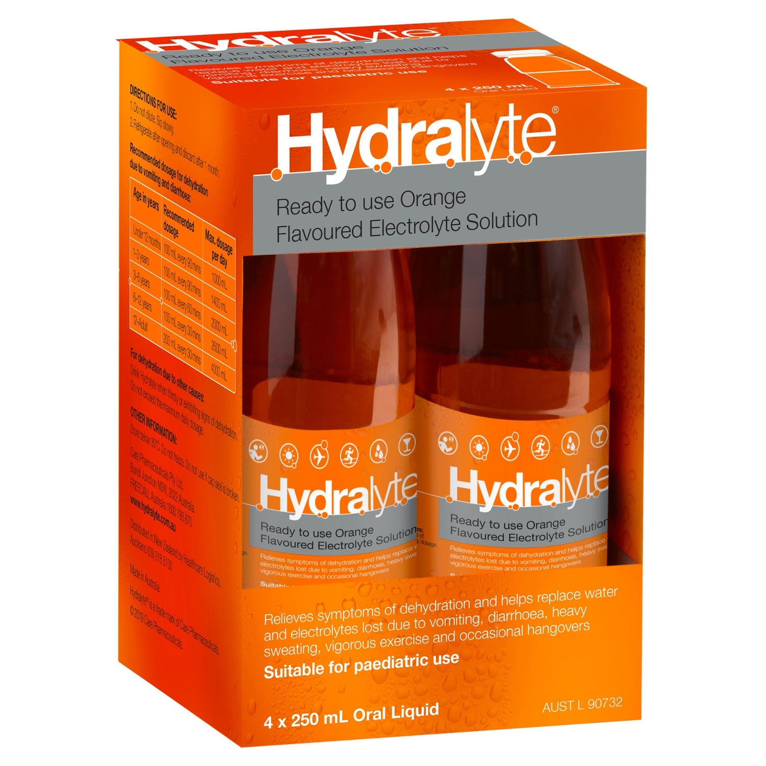 Hydralyte Ready to Use Liquid Orange Flavoured 250ml - 4 pack - Image 9