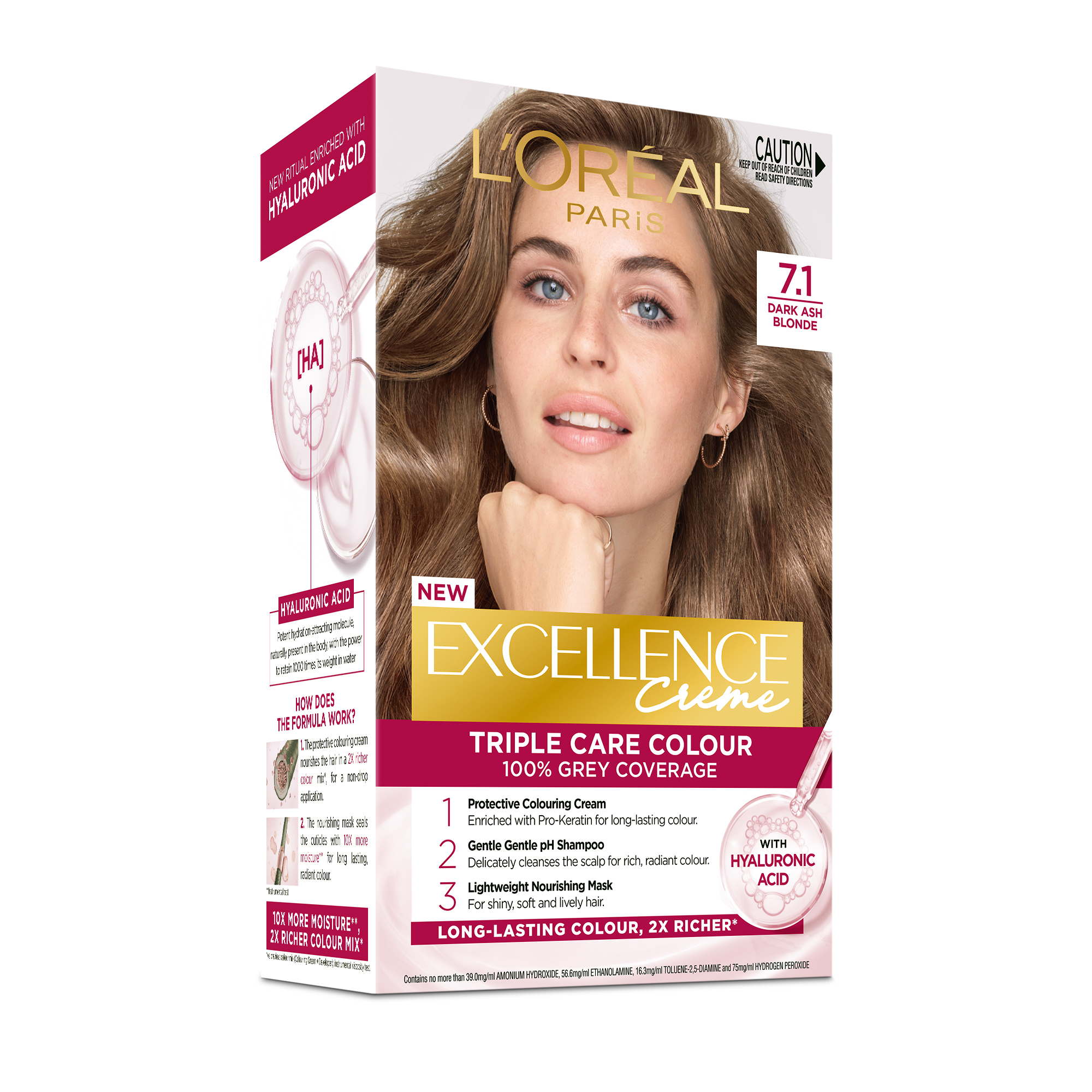 L'Oreal Paris Excellence Creme 7.1 Dark Ash Blonde 1 each - Image 1