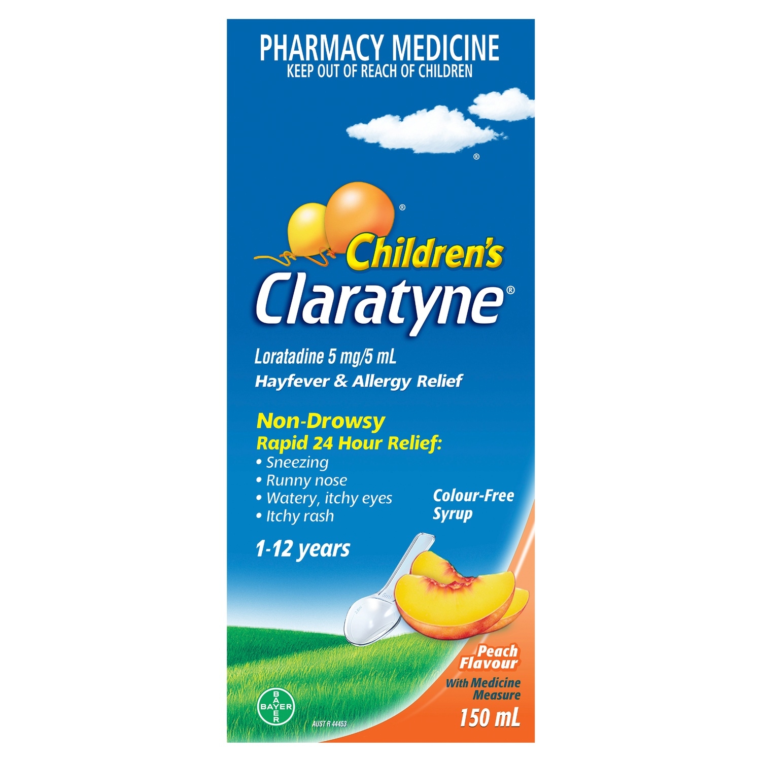Claratyne Children's Hayfever & Allergy Relief Syrup 1-12 Years Peach Flavoured 150ml - Image 1