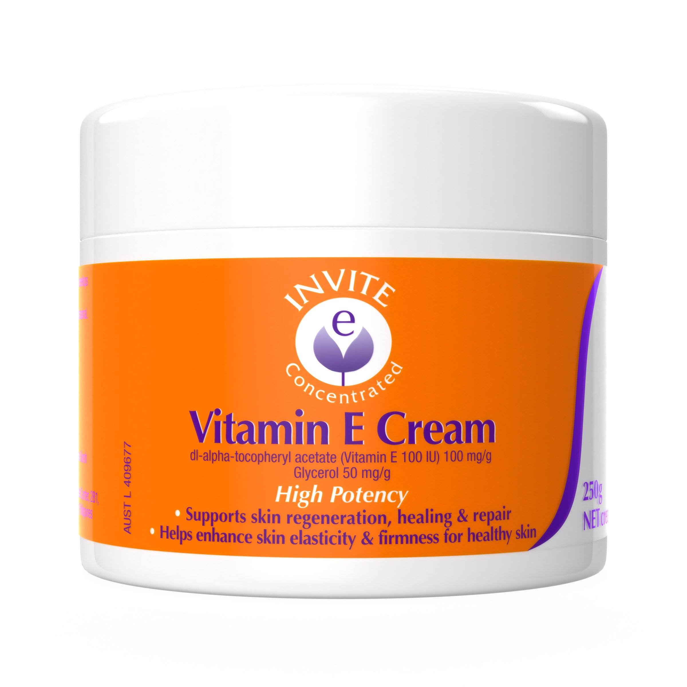 Invite E Vitamin E Cream Tub 250g - Image 1