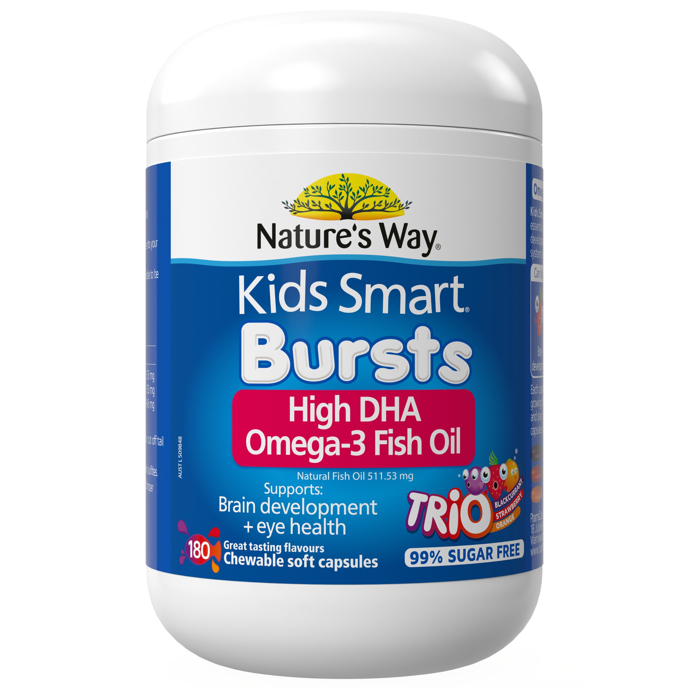Nature's Way Kids Smart Bursts High DHA Omega-3 Fish Oil 180 Soft capsules - Image 1