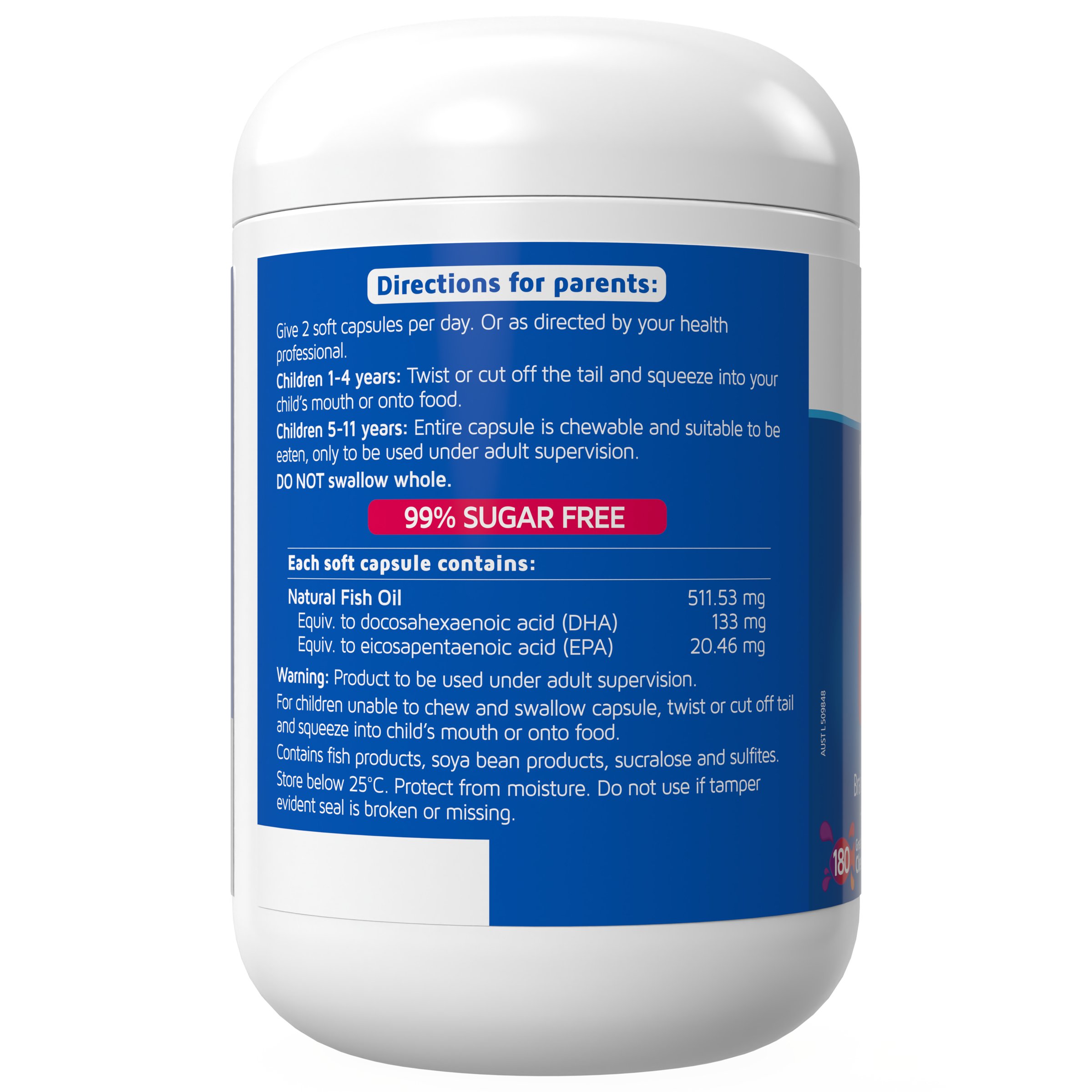 Nature's Way Kids Smart Bursts High DHA Omega-3 Fish Oil 180 Soft capsules - Image 2