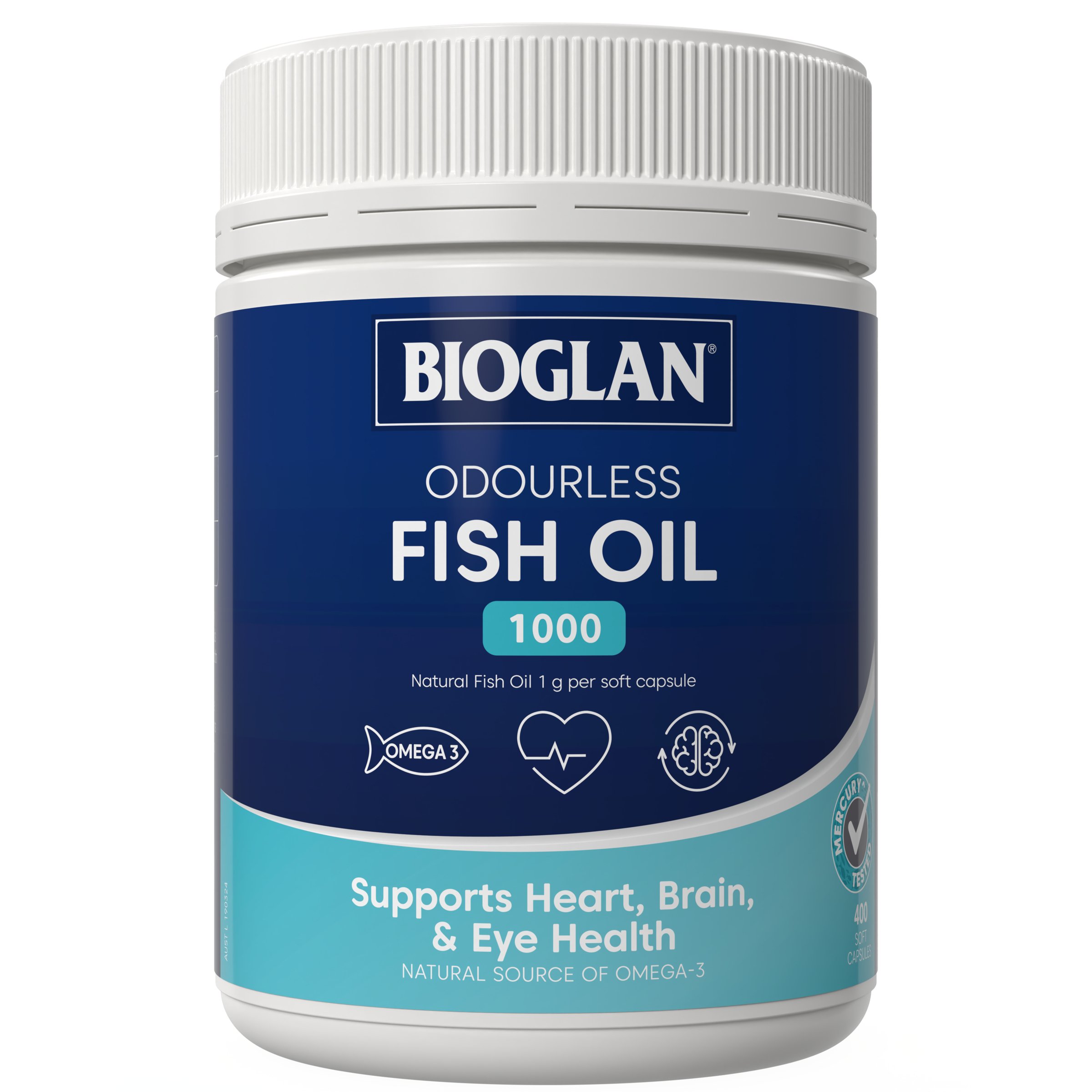 Bioglan Odourless Fish Oil 1000mg 400 soft gel capsules - Image 1