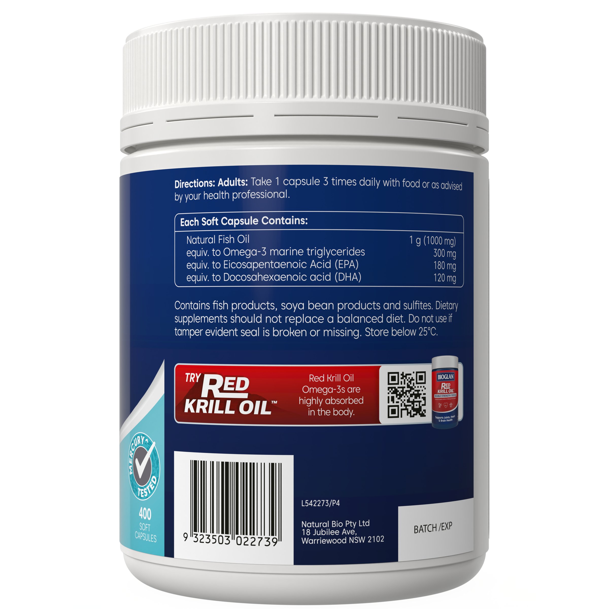 Bioglan Odourless Fish Oil 1000mg 400 soft gel capsules - Image 3