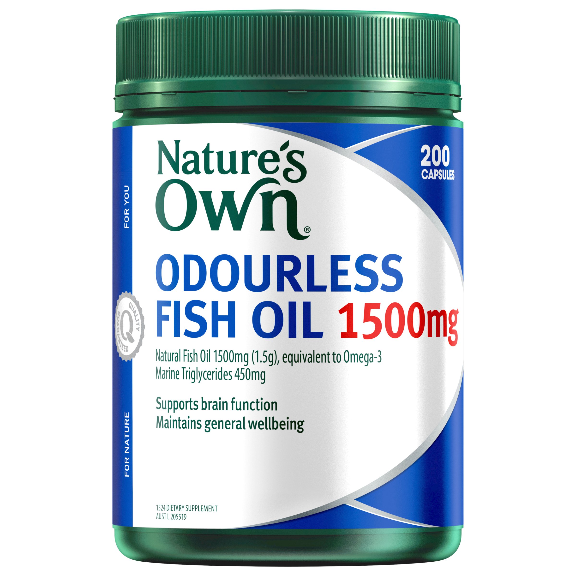 Nature's Own Odourless Fish Oil 1500mg - 200 capsules - Image 1