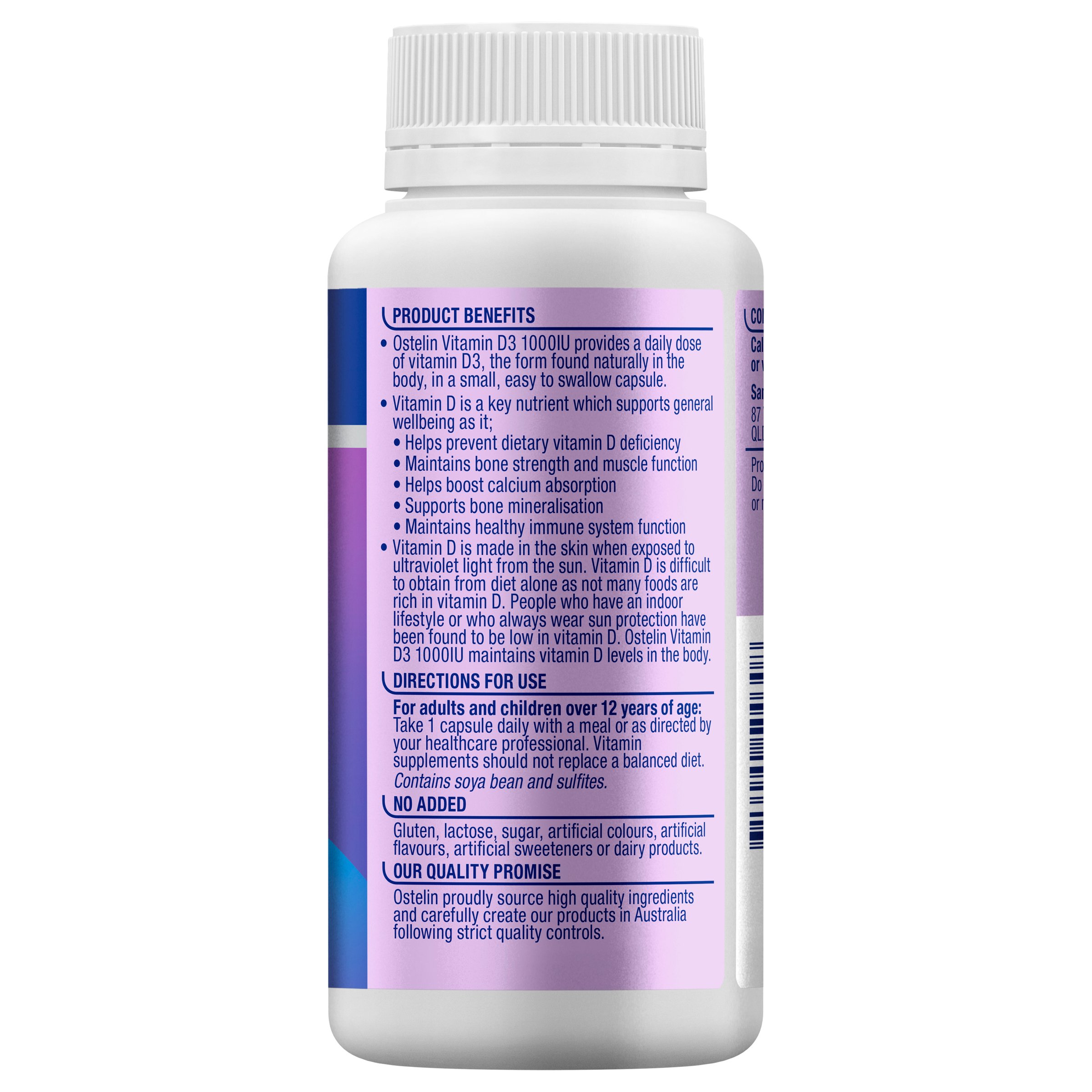 Ostelin Vitamin D3 1000IU 250 capsules - Image 3