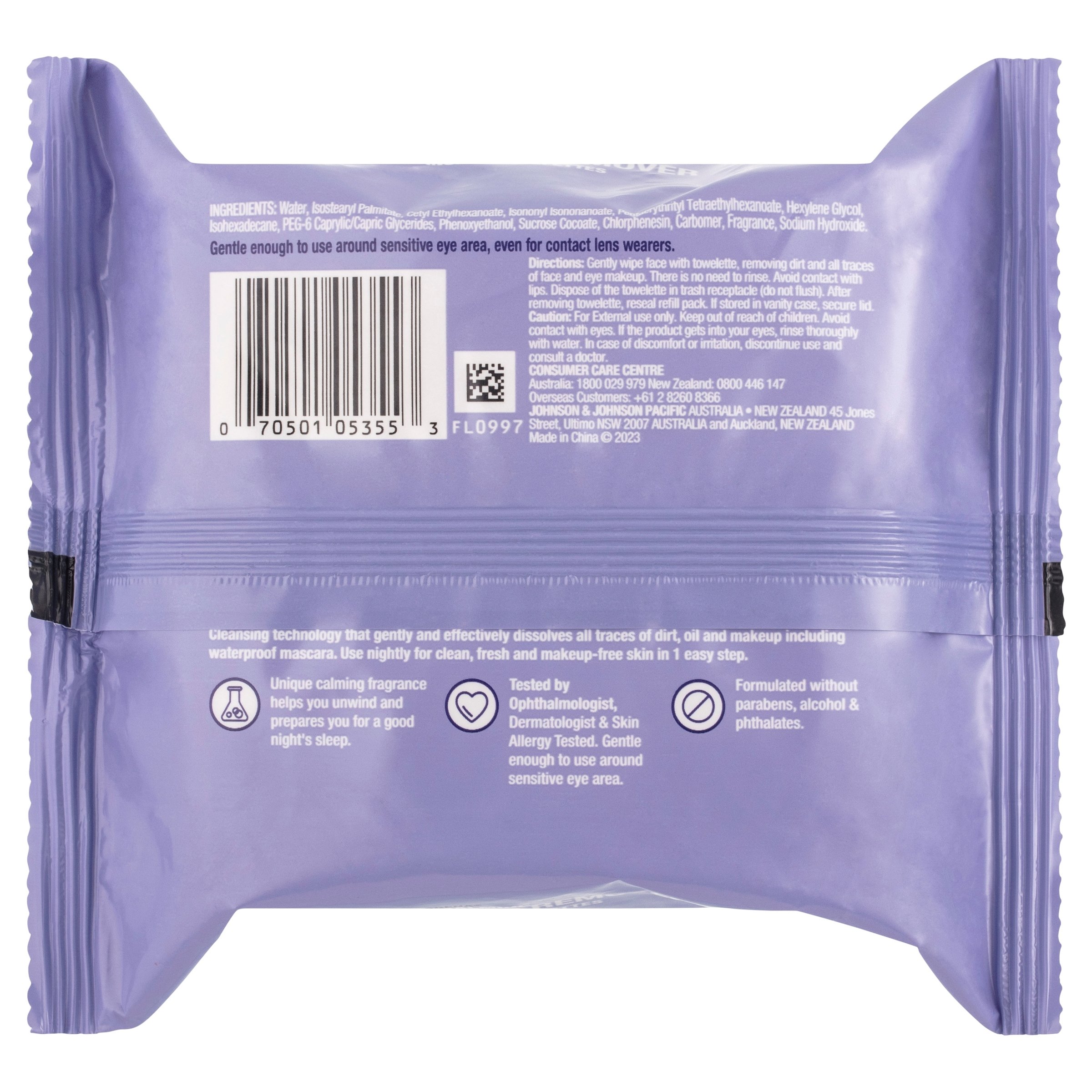 Neutrogena Makeup Remover Cleansing Towelettes Night Calming 25 wipes - Image 2