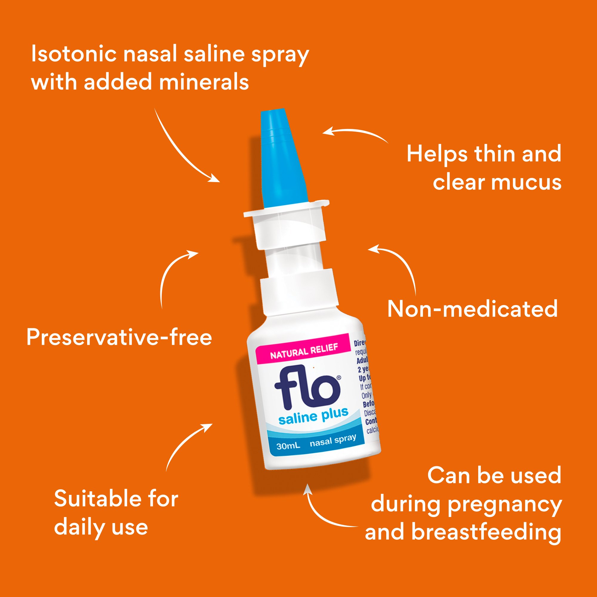 FLO Saline Plus Nasal Spray 30ml - Image 7