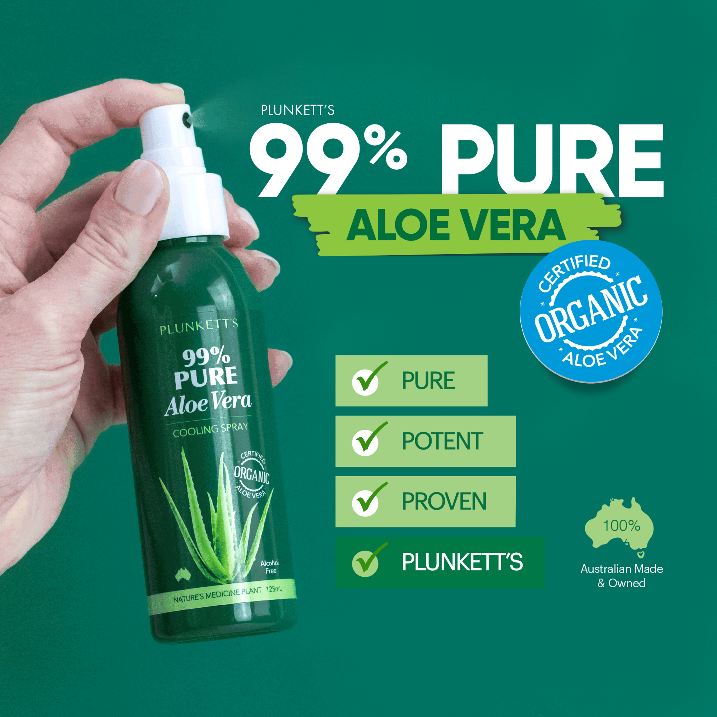 Plunkett's 99% Pure Aloe Vera Cooling Spray 125ml - Image 5