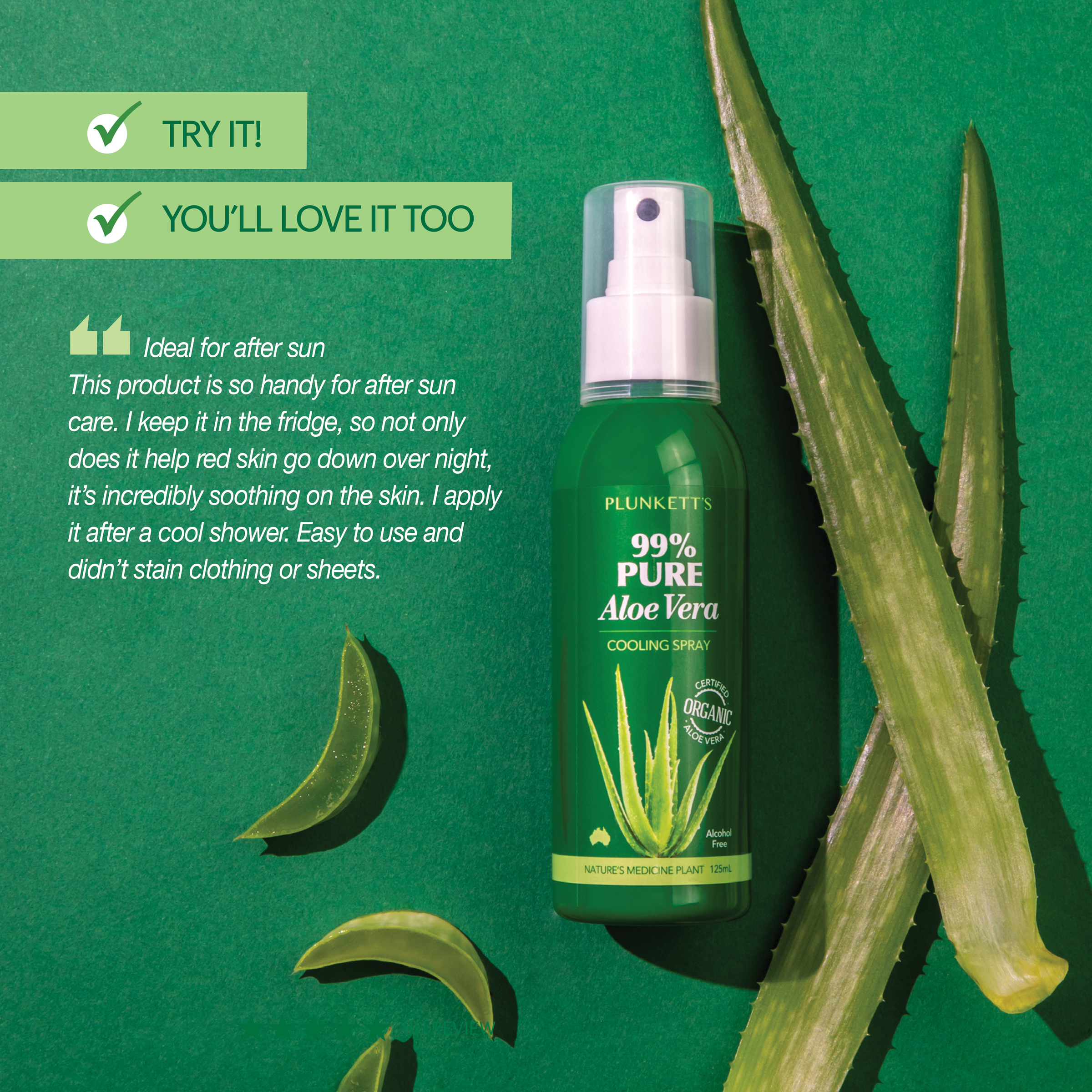 Plunkett's 99% Pure Aloe Vera Cooling Spray 125ml - Image 10
