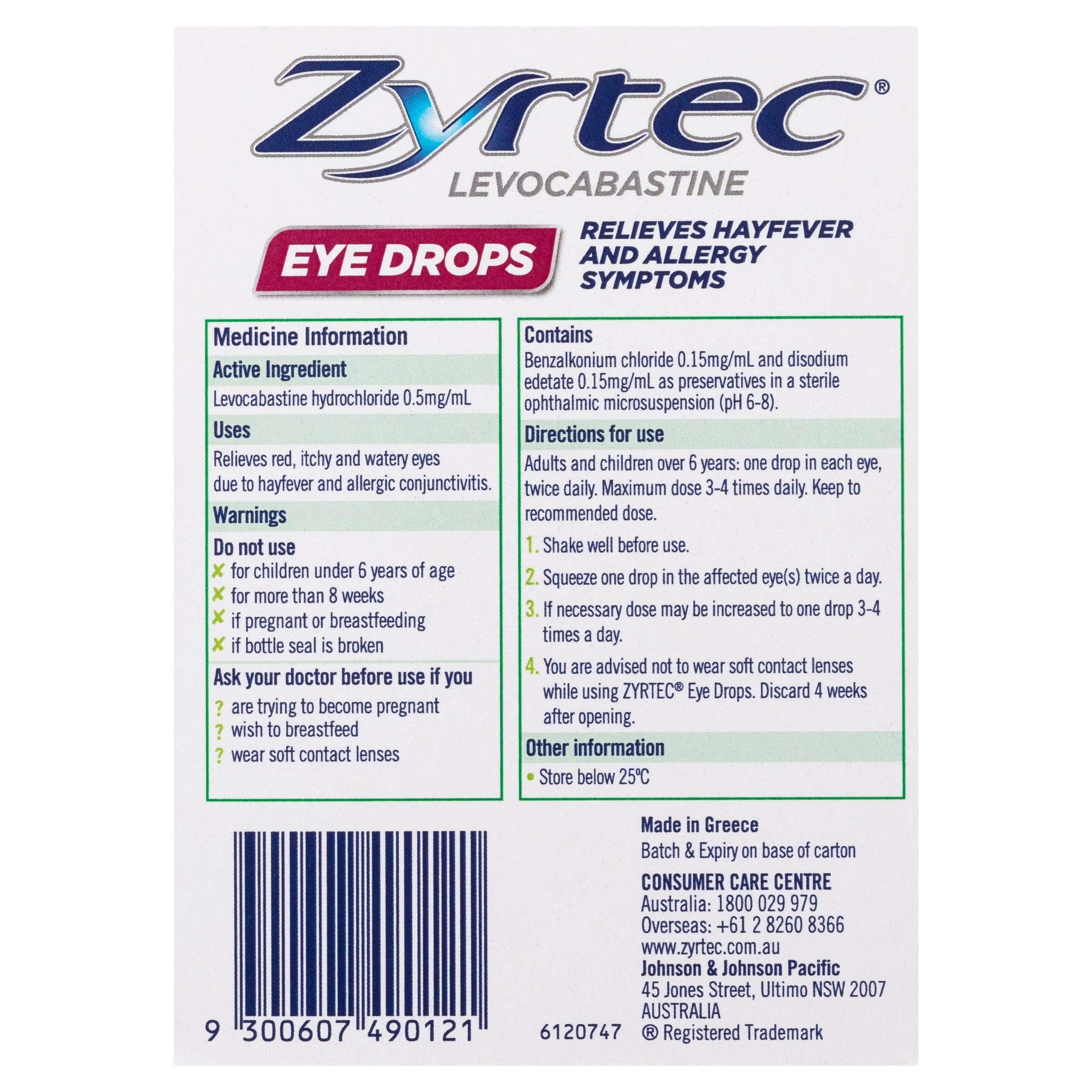 Zyrtec Eye Drops 4ml - Image 2