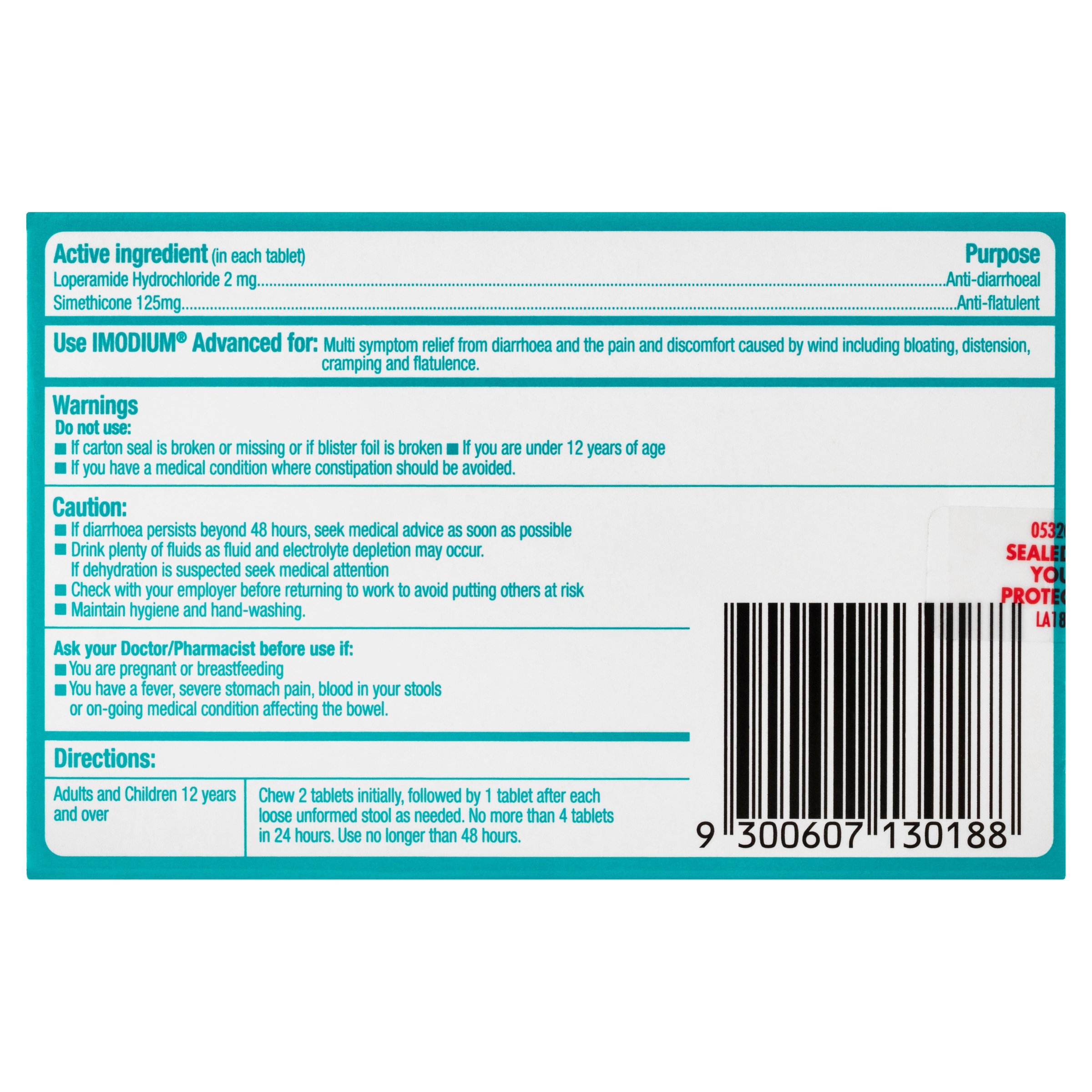 Imodium Advanced Relief 6 tablets - Image 2