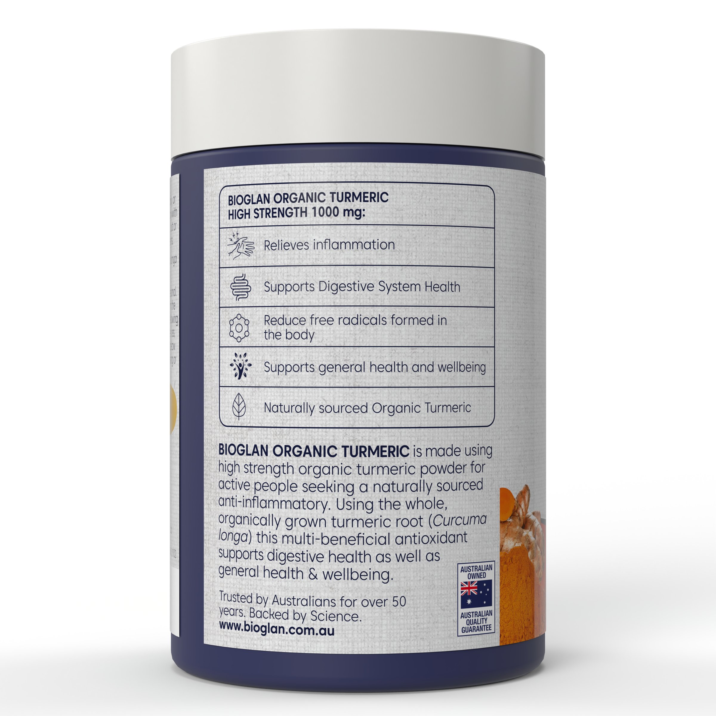 Bioglan Organic Turmeric High Strength 1000mg - 100 tablets - Image 2