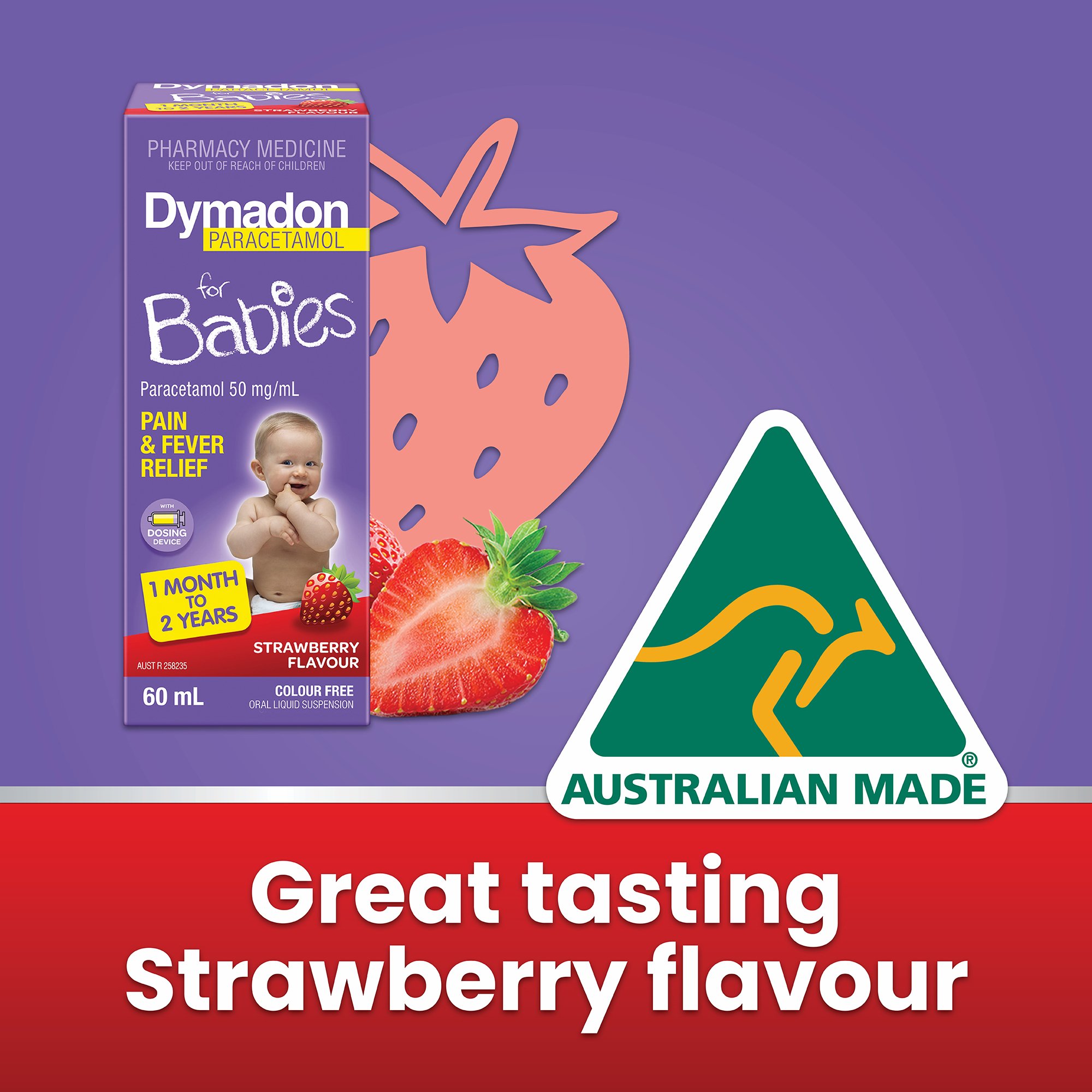 Dymadon Paracetamol for Kids 1 Month - 2 Years Strawberry 60ml - Image 5