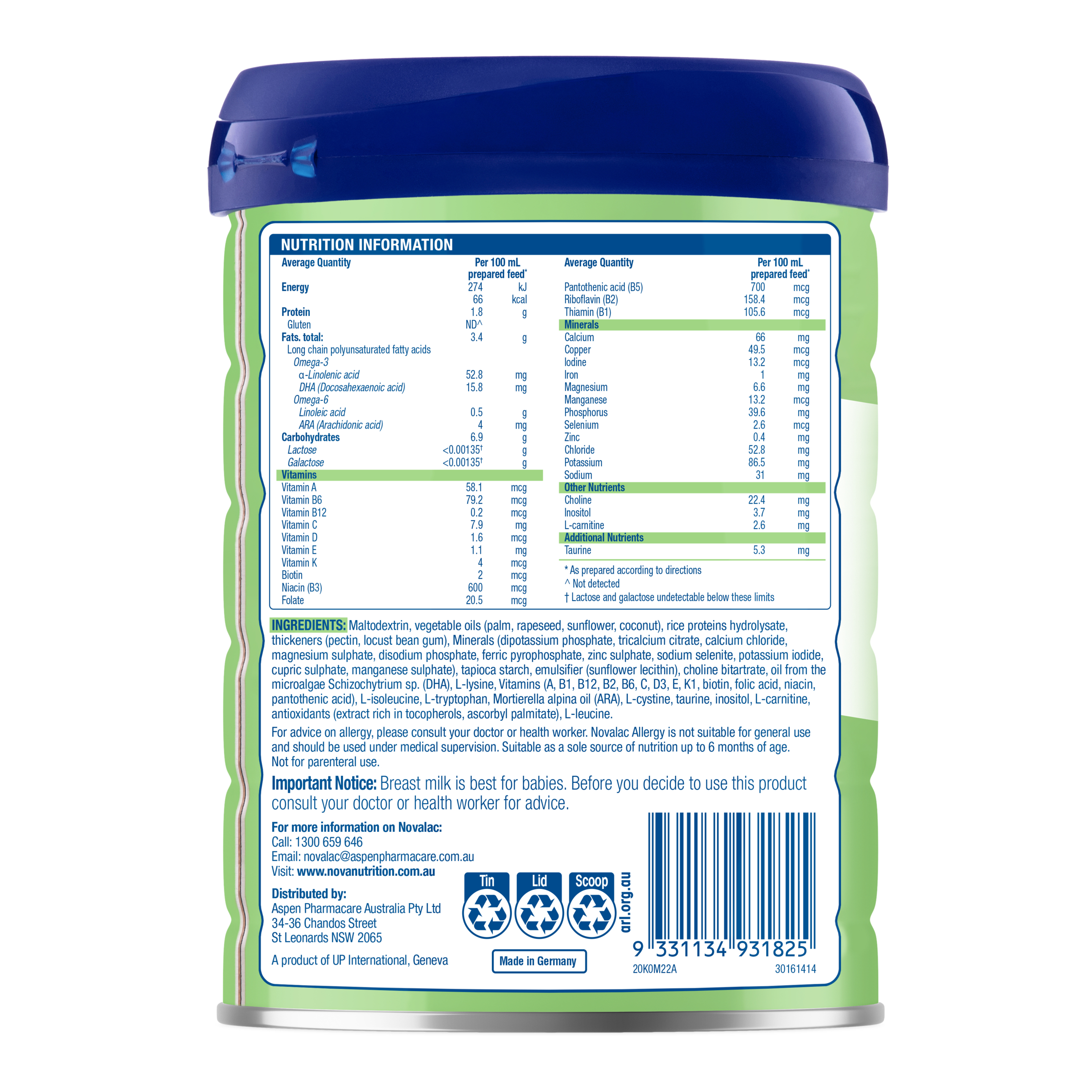 Novalac Allergy 800g - Image 1