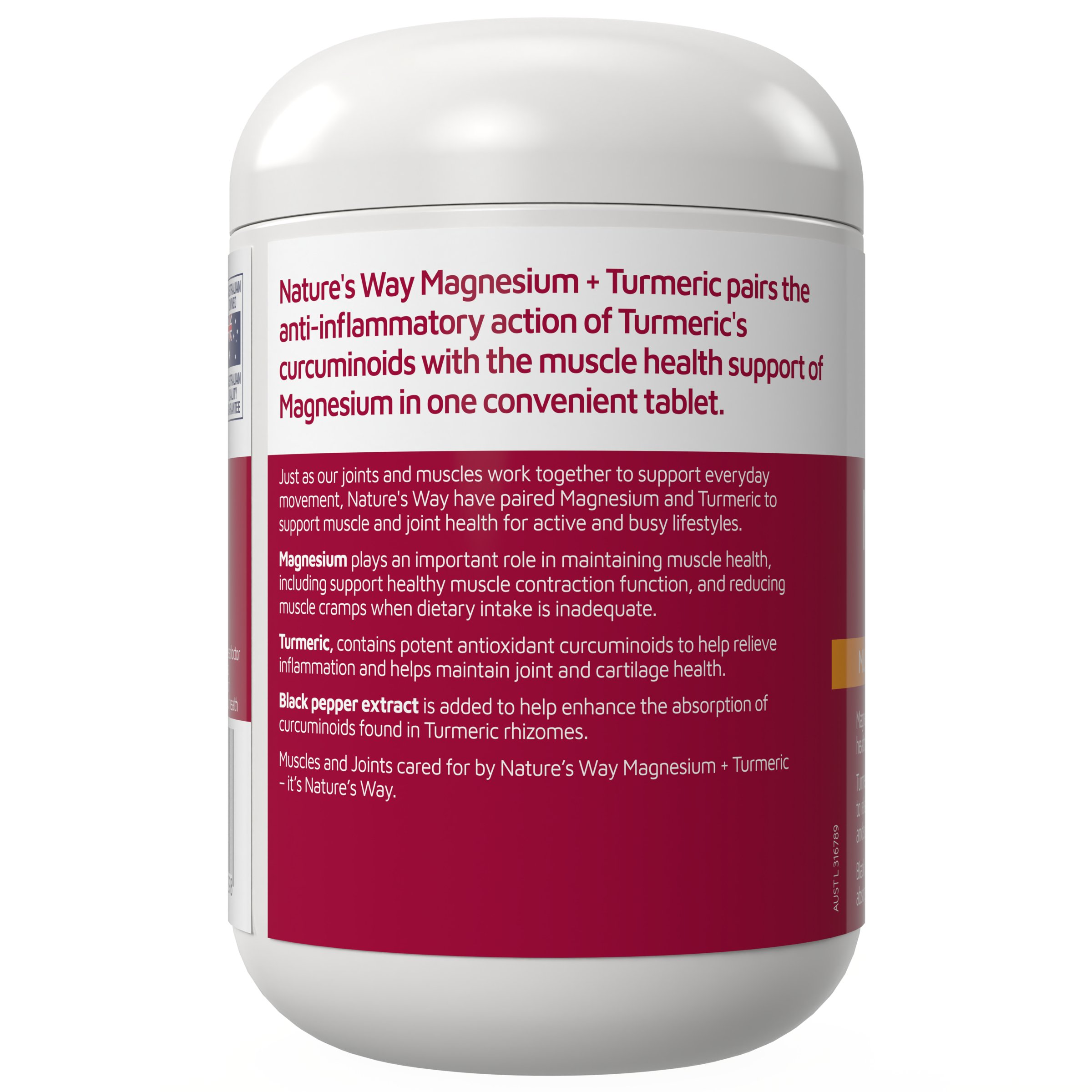 Nature's Way Magnesium + Turmeric 150 tablets - Image 2