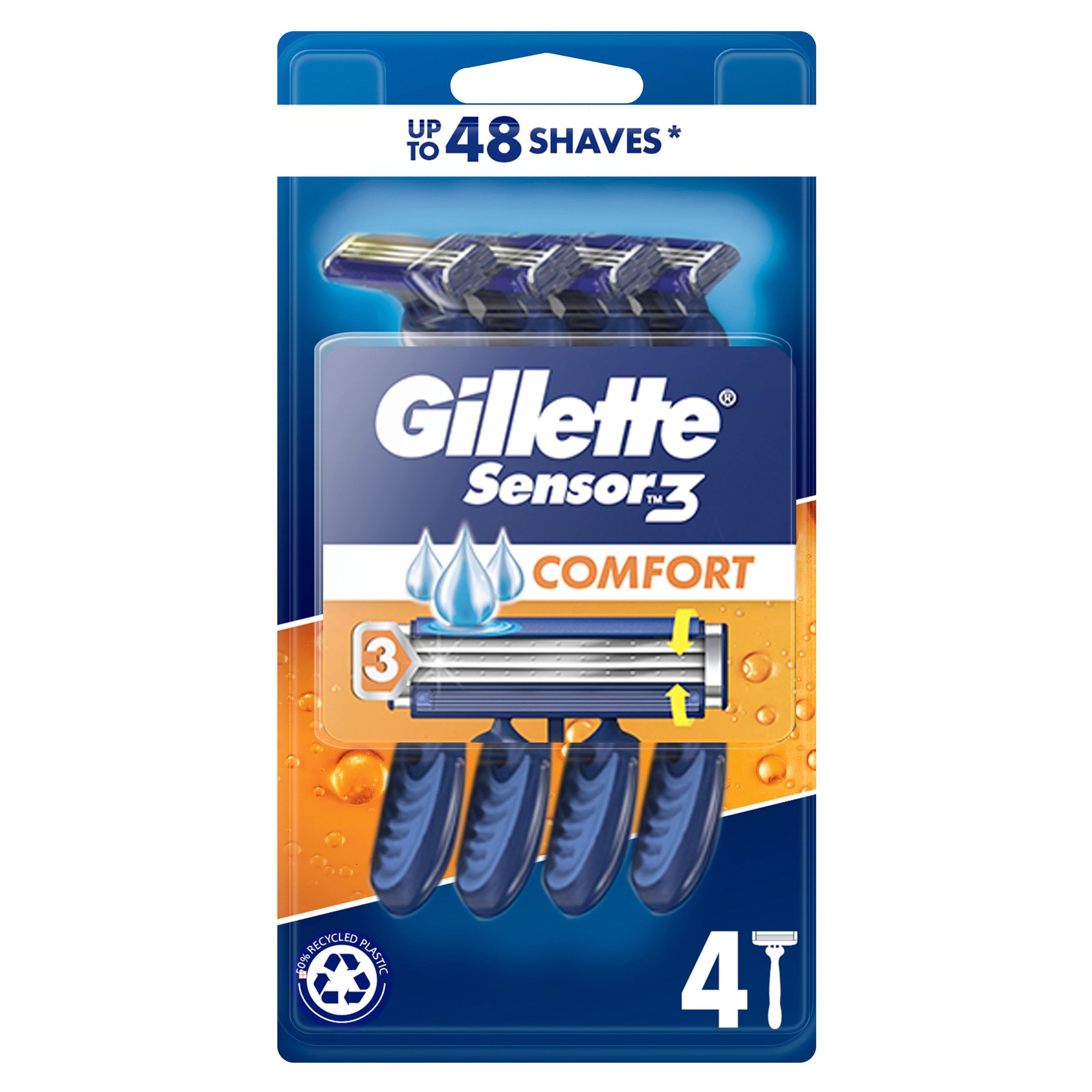 Gillette Sensor 3 Comfort Disposable Razor 4 pack - Image 1
