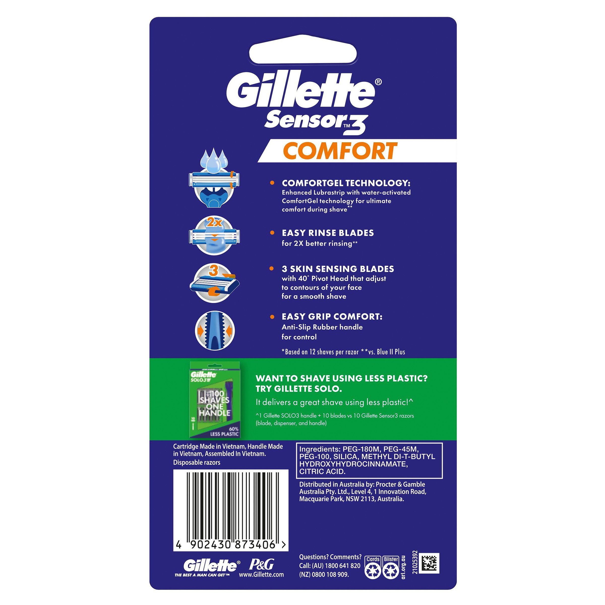 Gillette Sensor 3 Comfort Disposable Razor 4 pack - Image 2