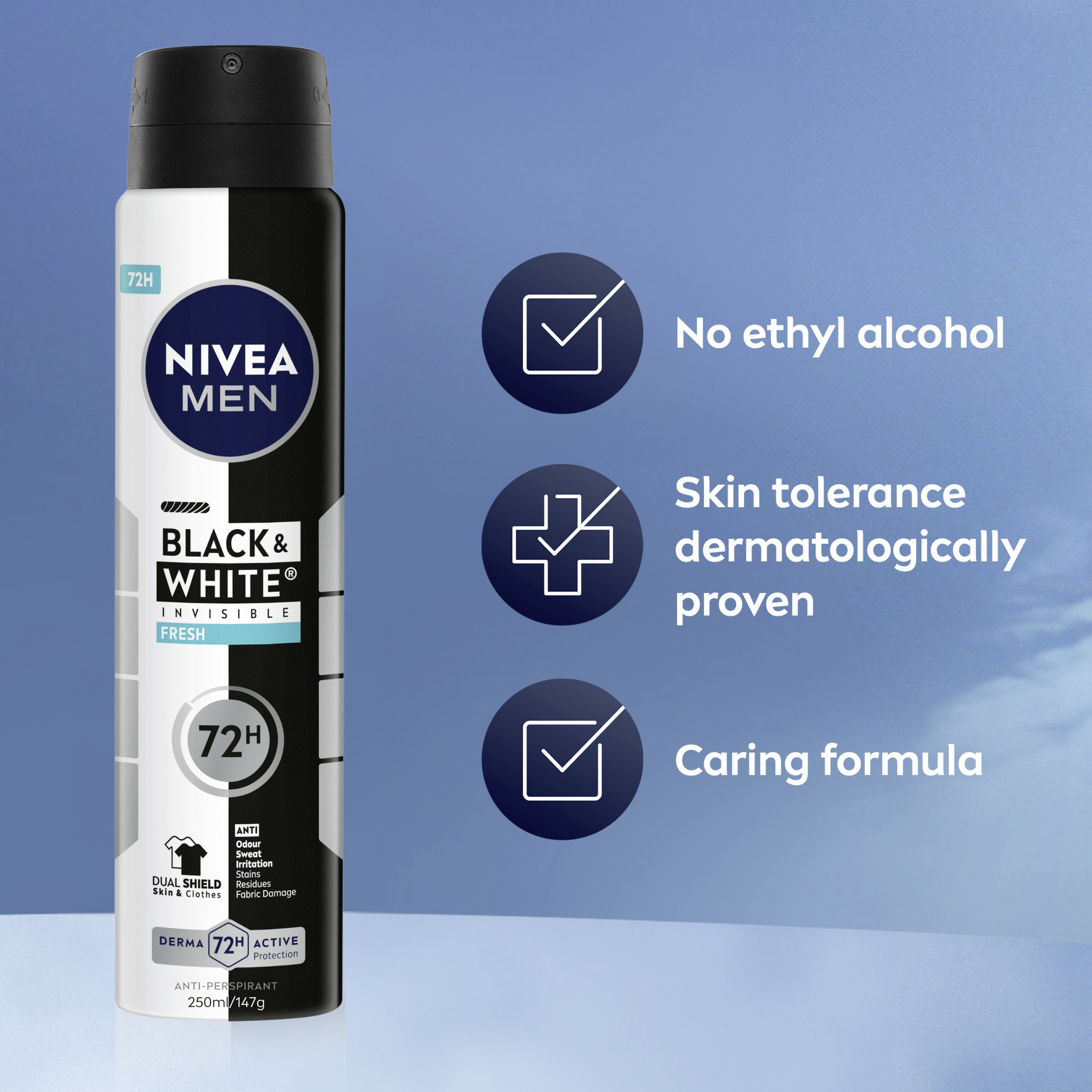 Nivea Men Black & White Fresh Aerosol 250ml - Image 3