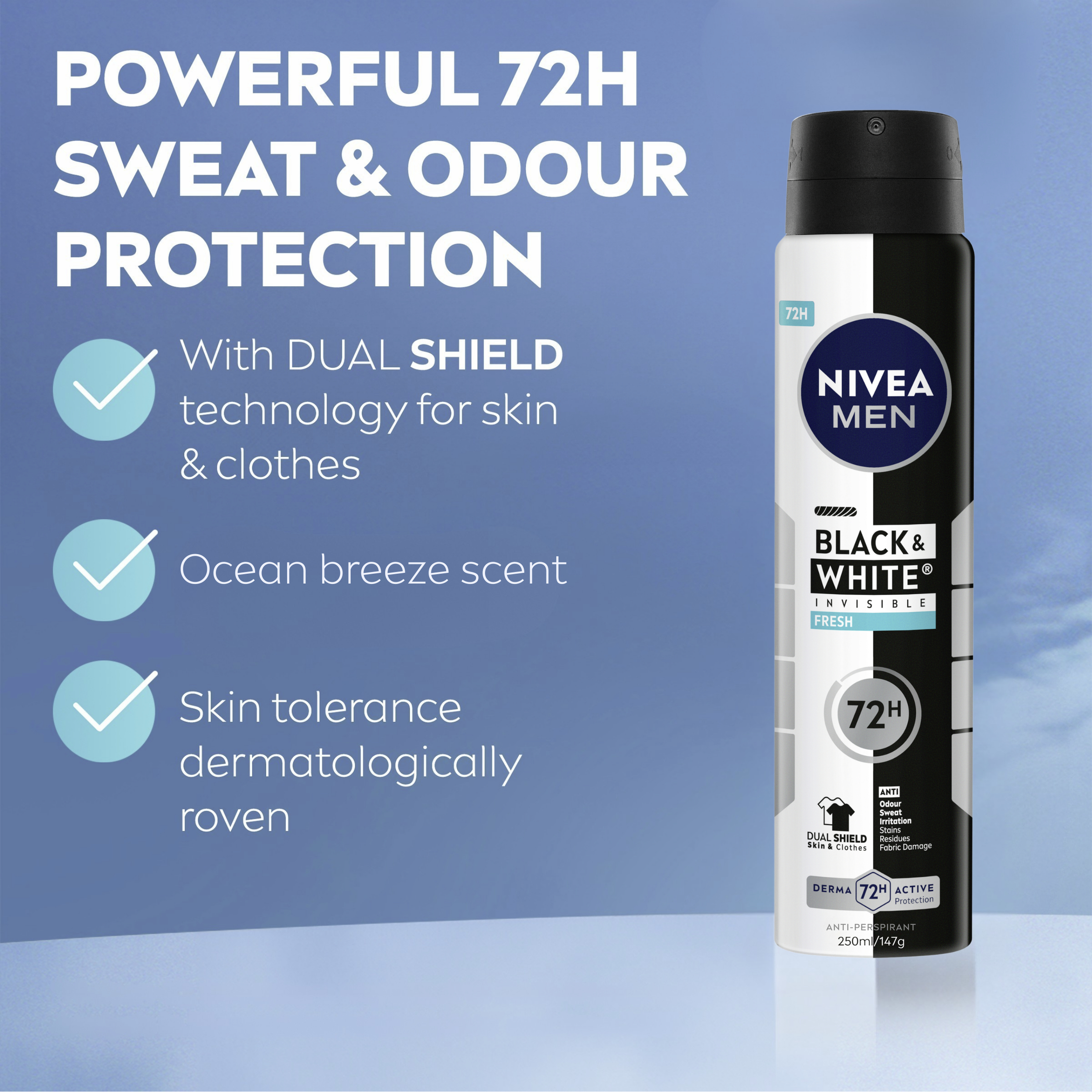 Nivea Men Black & White Fresh Aerosol 250ml - Image 5