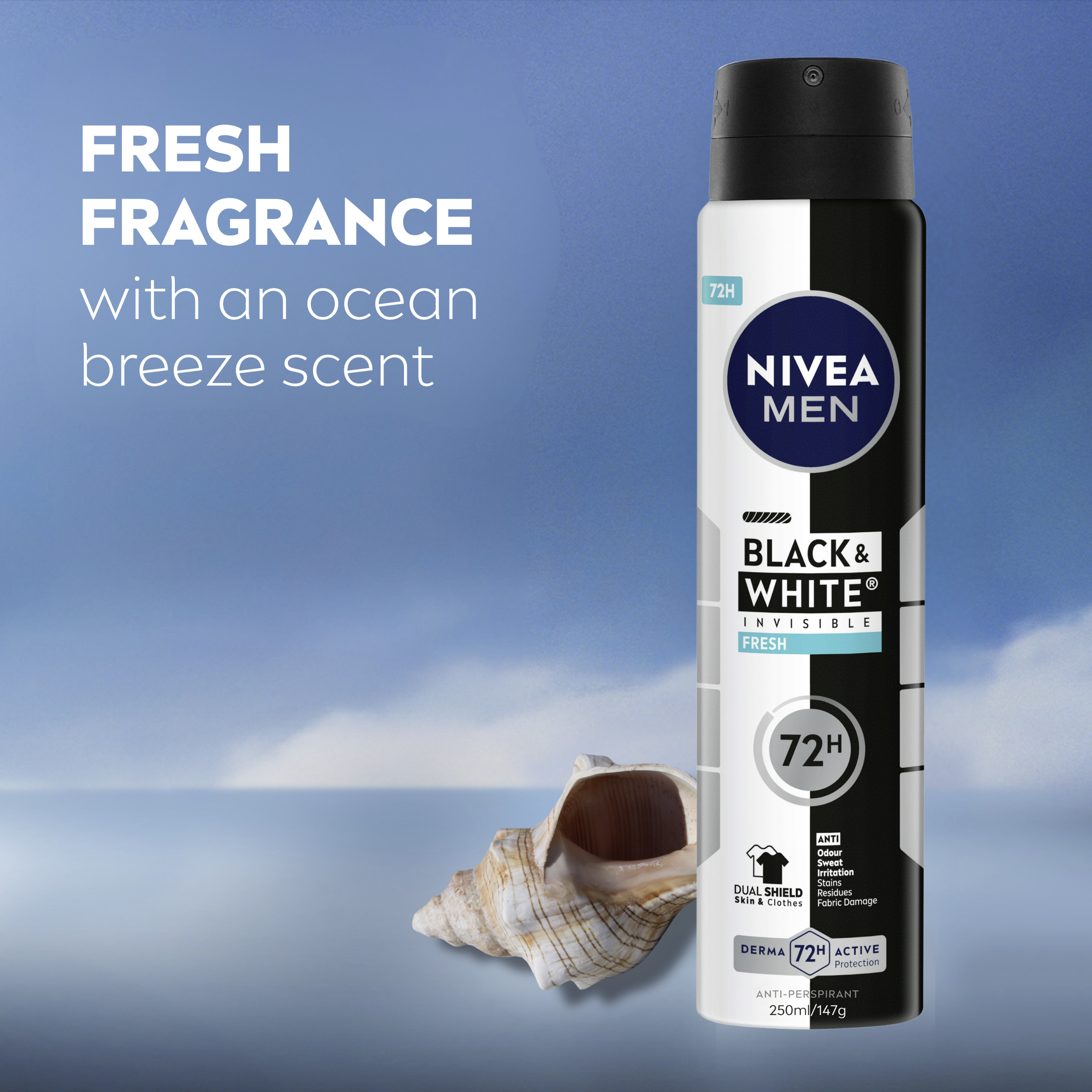 Nivea Men Black & White Fresh Aerosol 250ml - Image 4