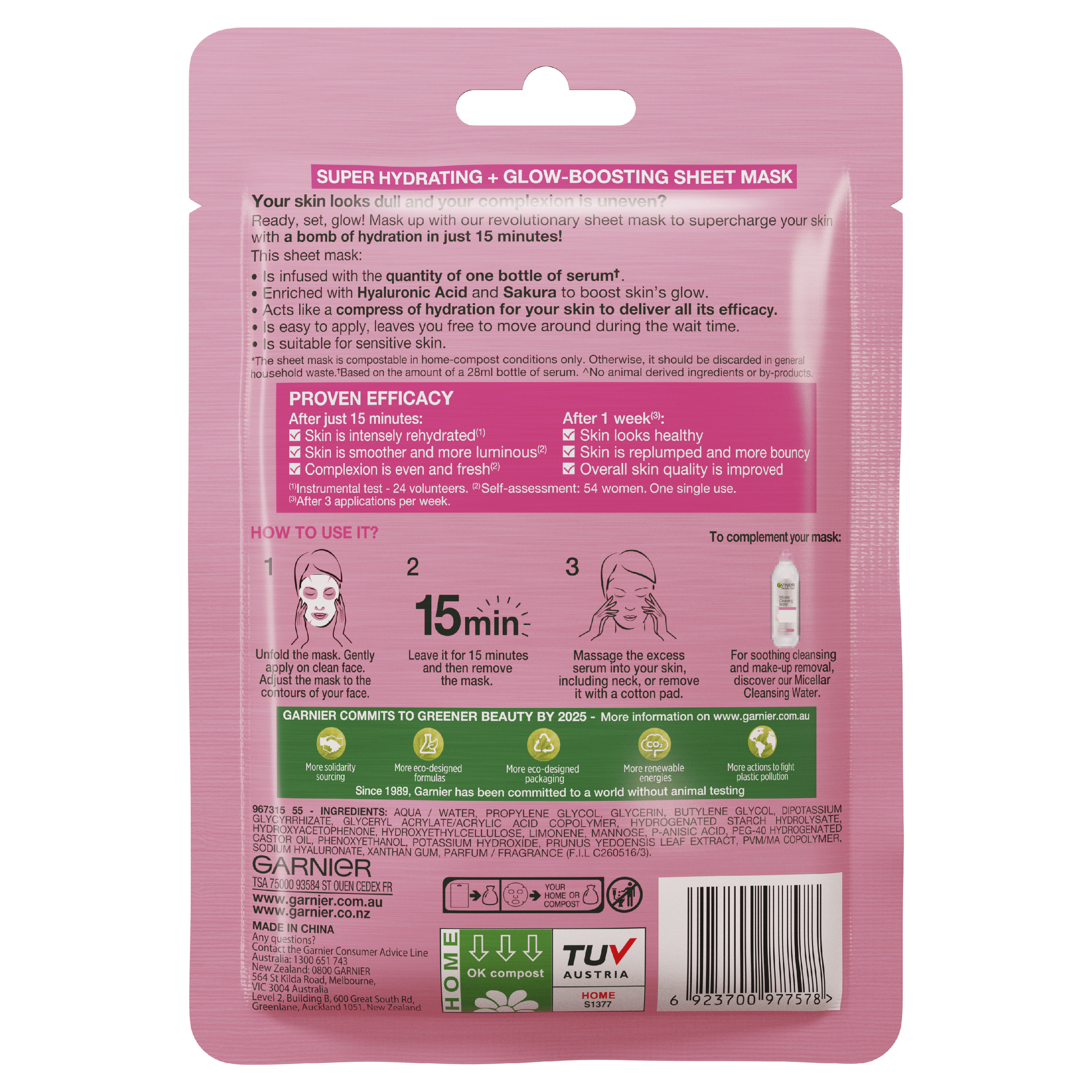 Garnier SkinActive Hydrabomb Face Tissue Mask Sakura 32g - Image 7