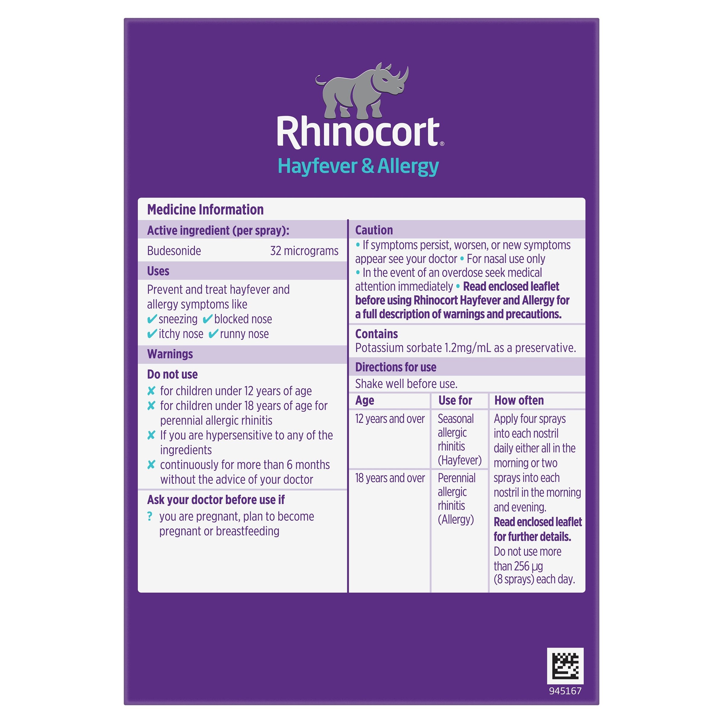 Rhinocort Nasal Spray 32mcg 240 doses - Image 2