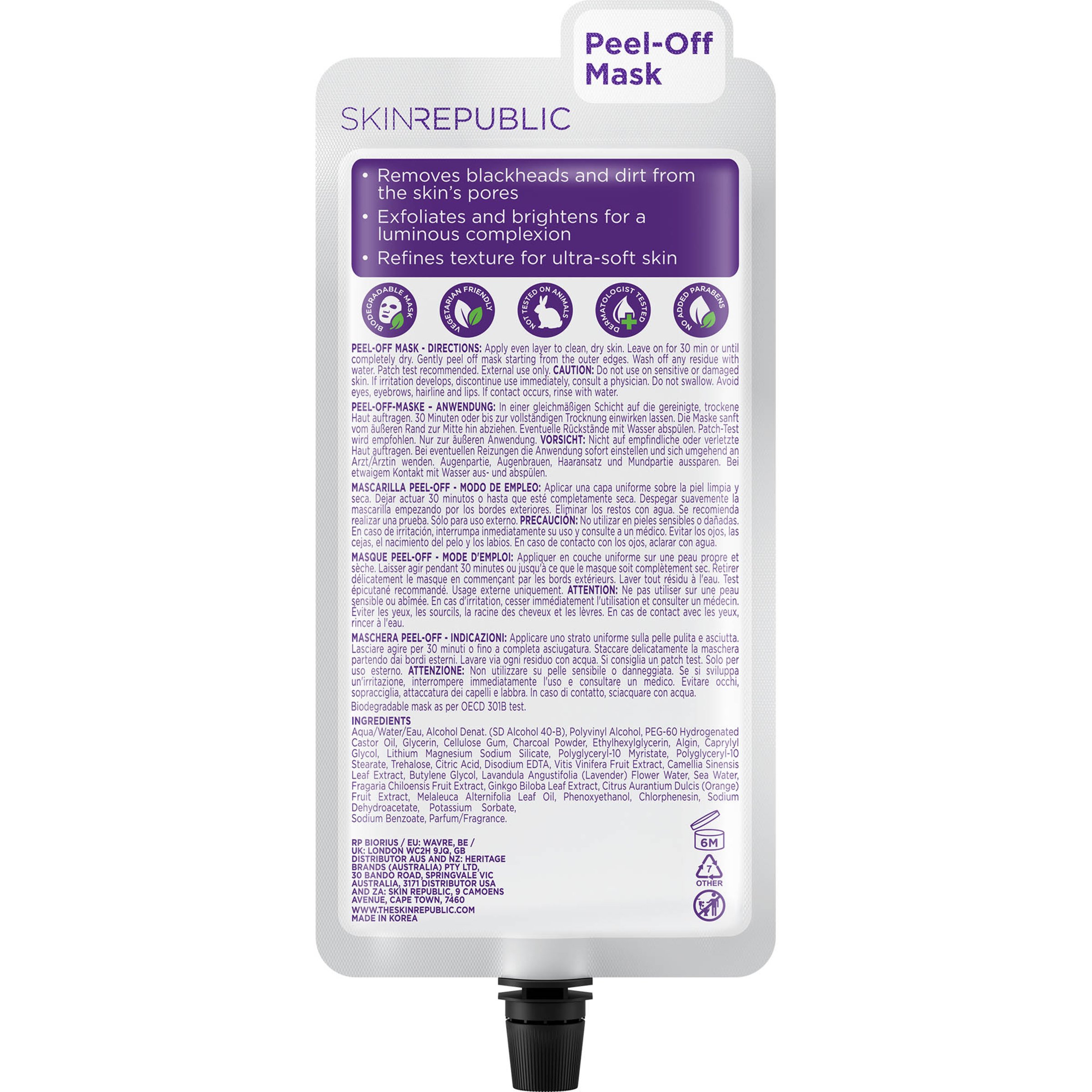 Skin Republic Charcoal Peel Off Face Mask 25ml - Image 2