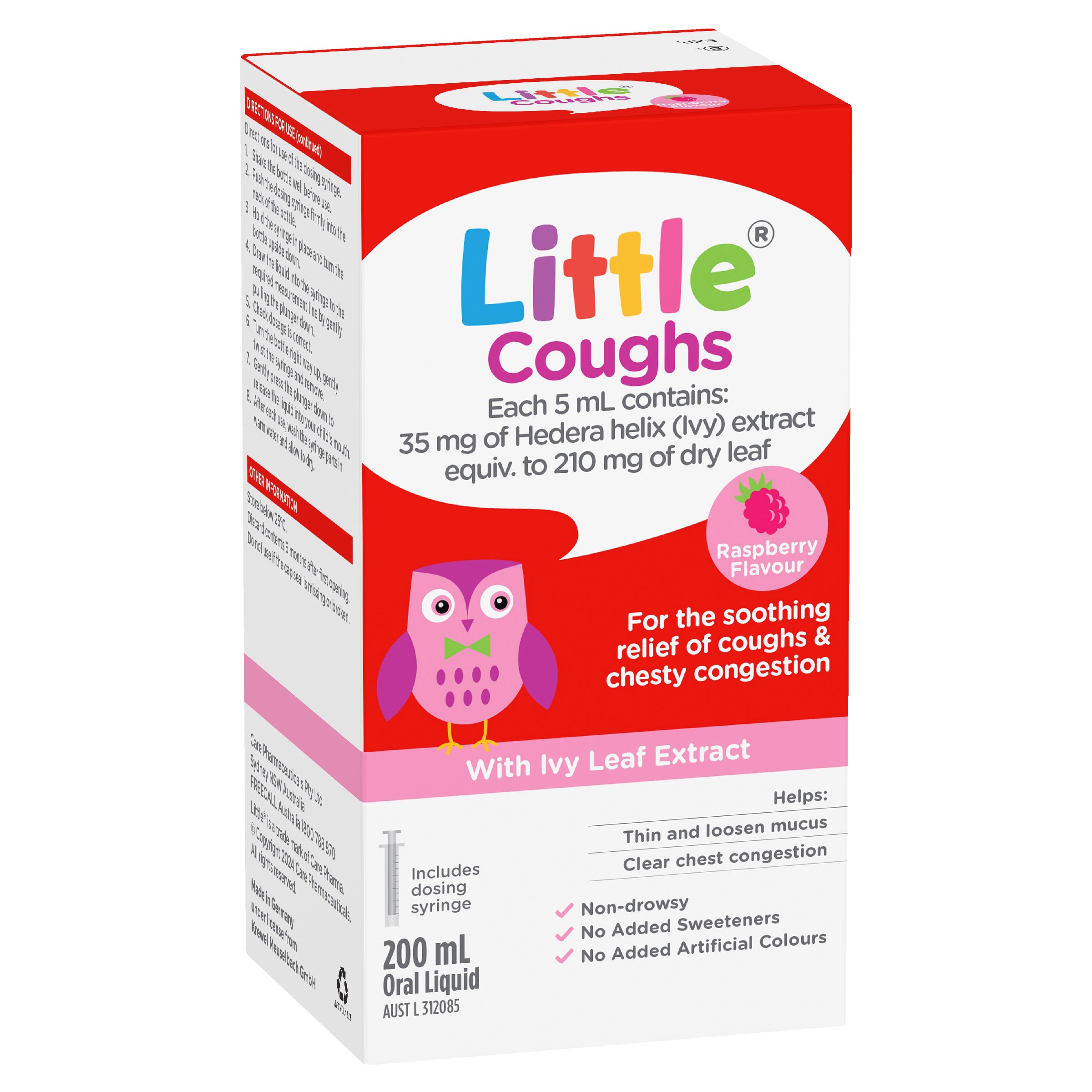 Little Coughs for Coughs & Chesty Congestion Raspberry 200ml - Image 14