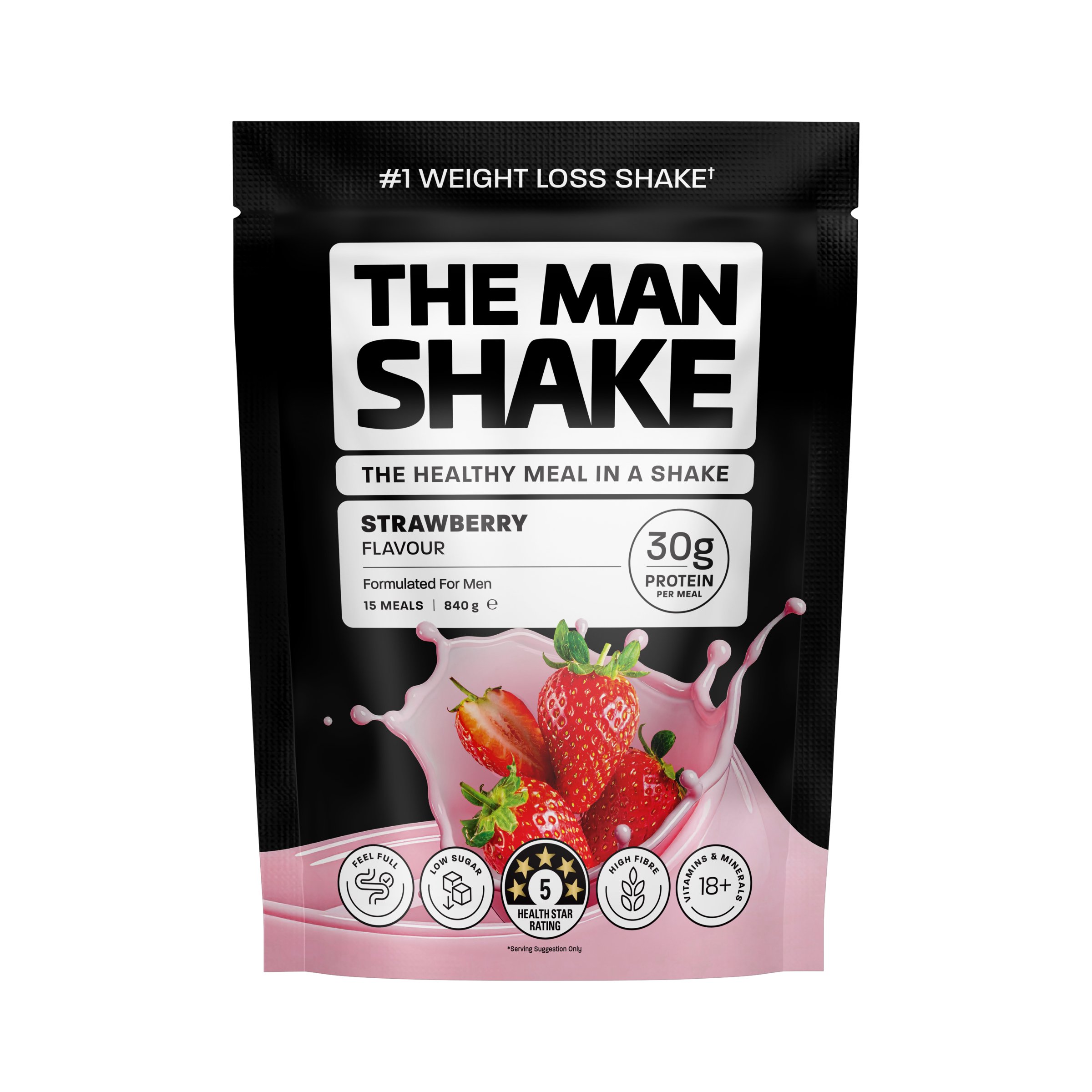The Man Shake Meal Replacement Strawberry 840g - Image 1