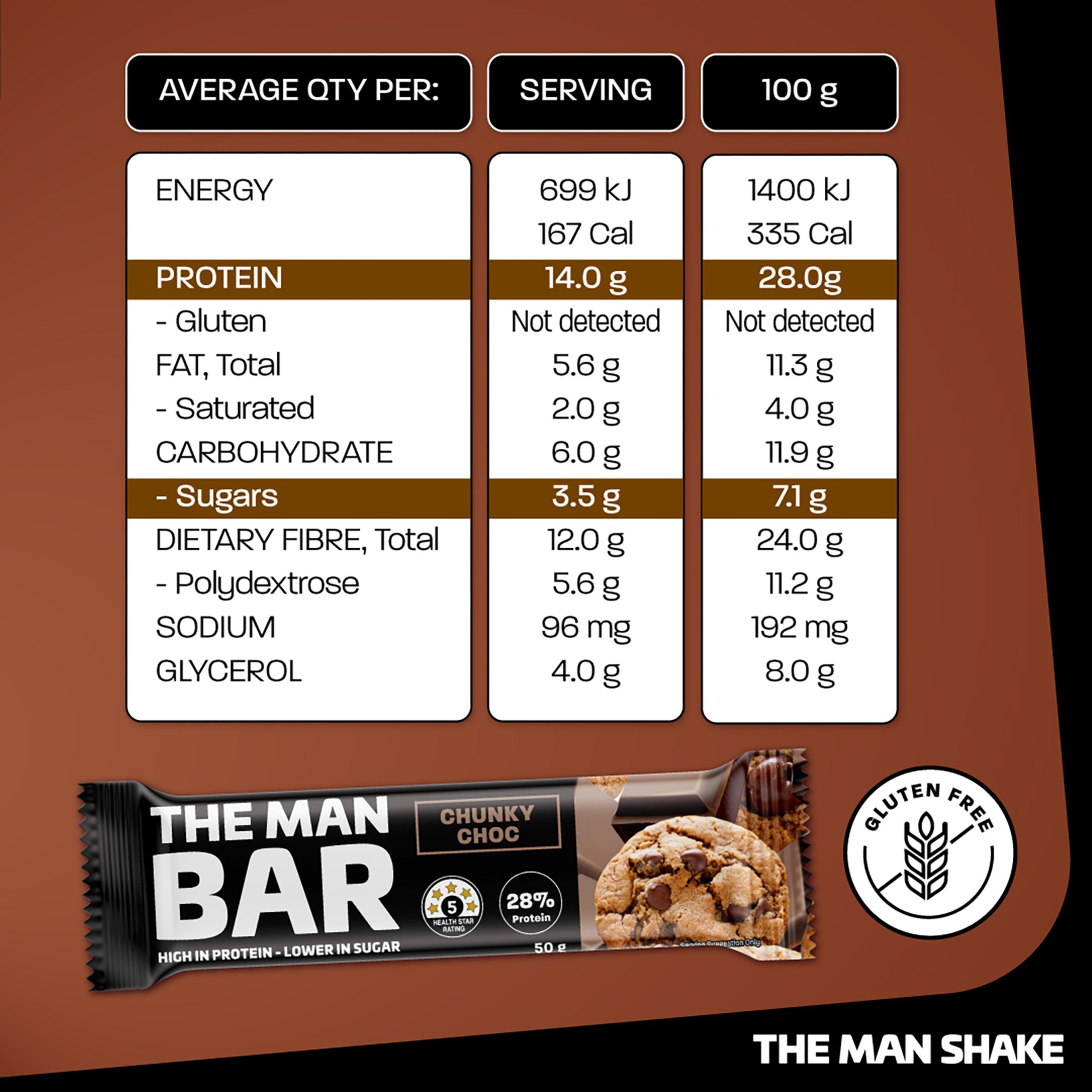 The Man Bar Chunky Choc 50g - Image 3
