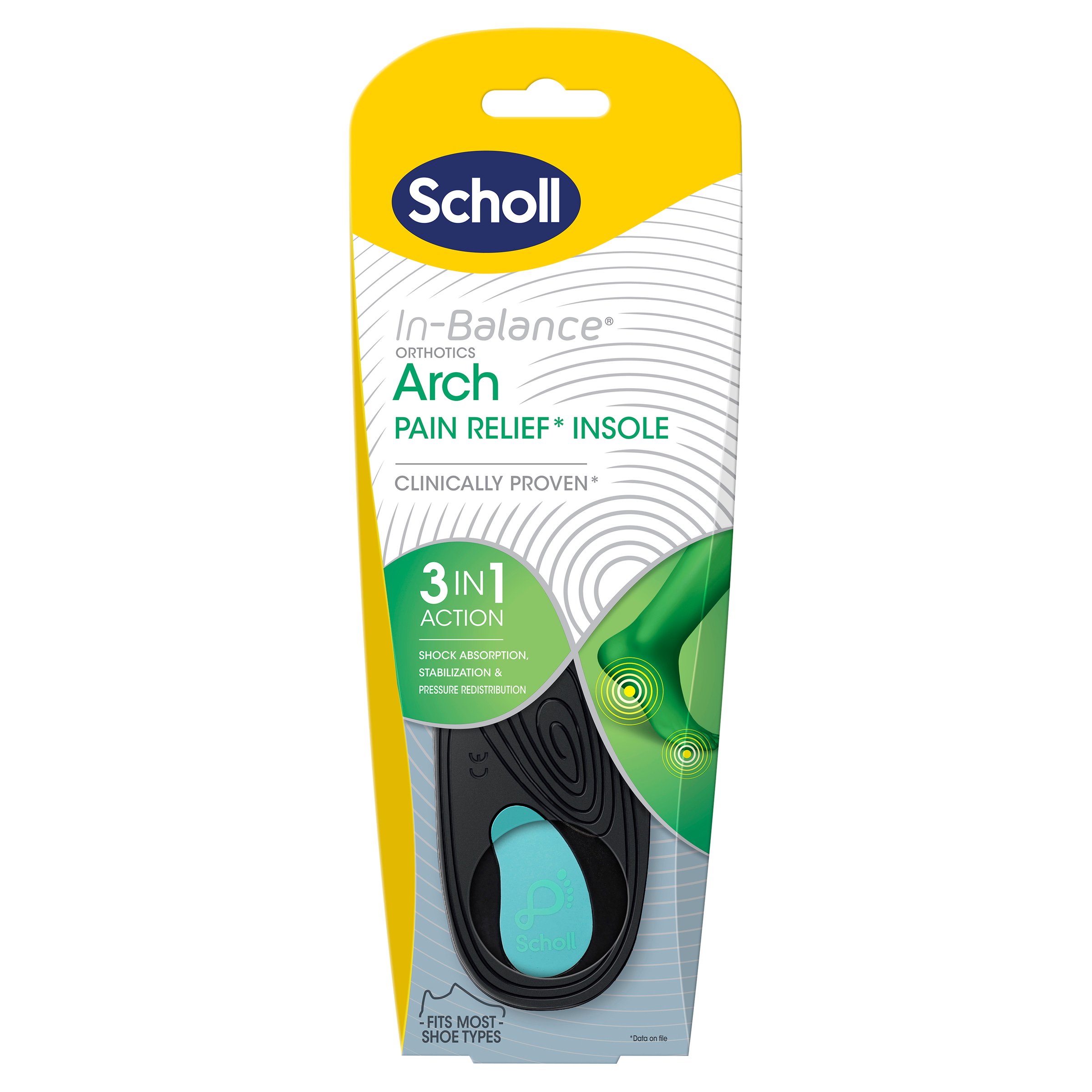 Scholl In-Balance Ball Of Foot & Arch Orthotic Insole Medium 1 pair