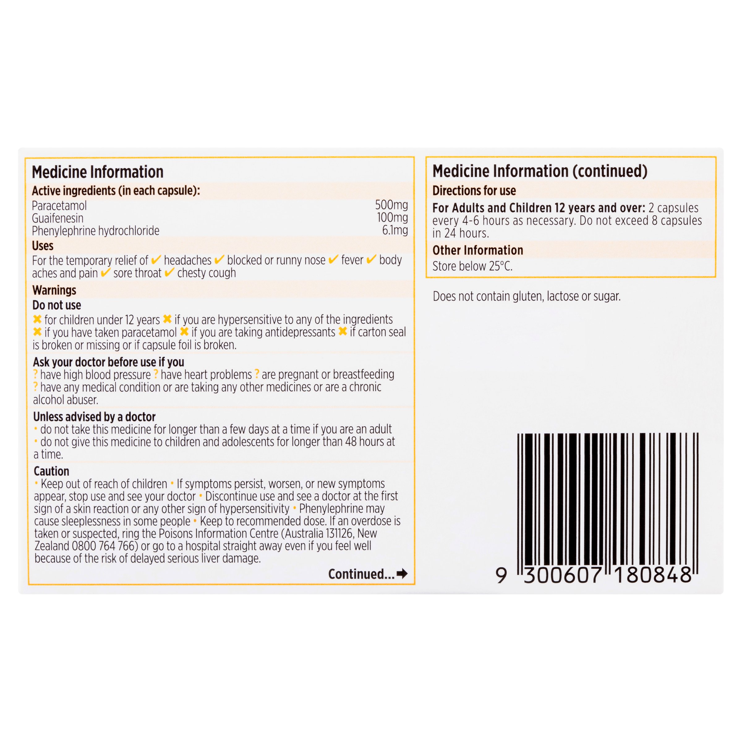 Codral Cold & Flu + Mucus Cough 24 capsules - Image 2