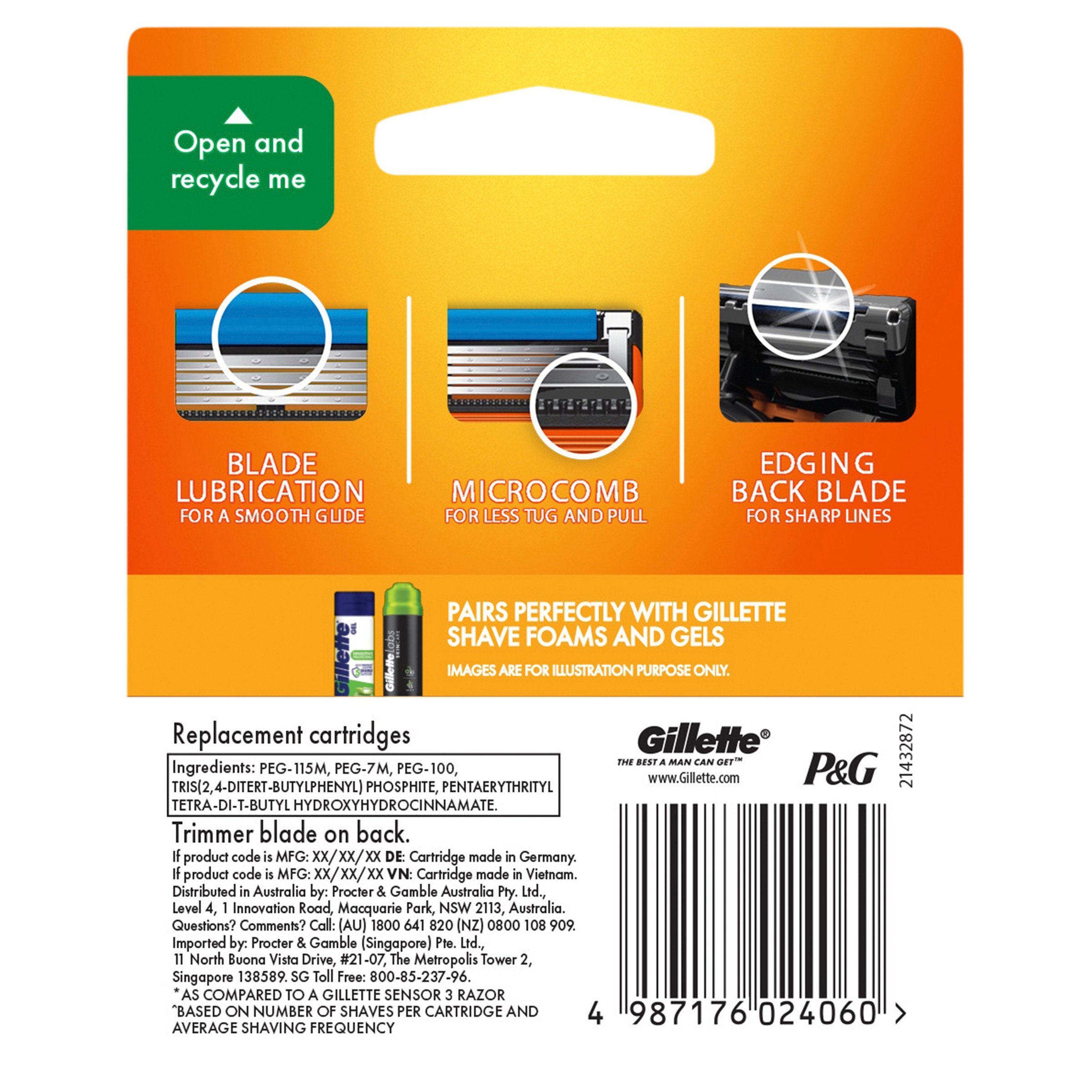 Gillette Fusion Manual Razor Blades 4 pack - Image 2