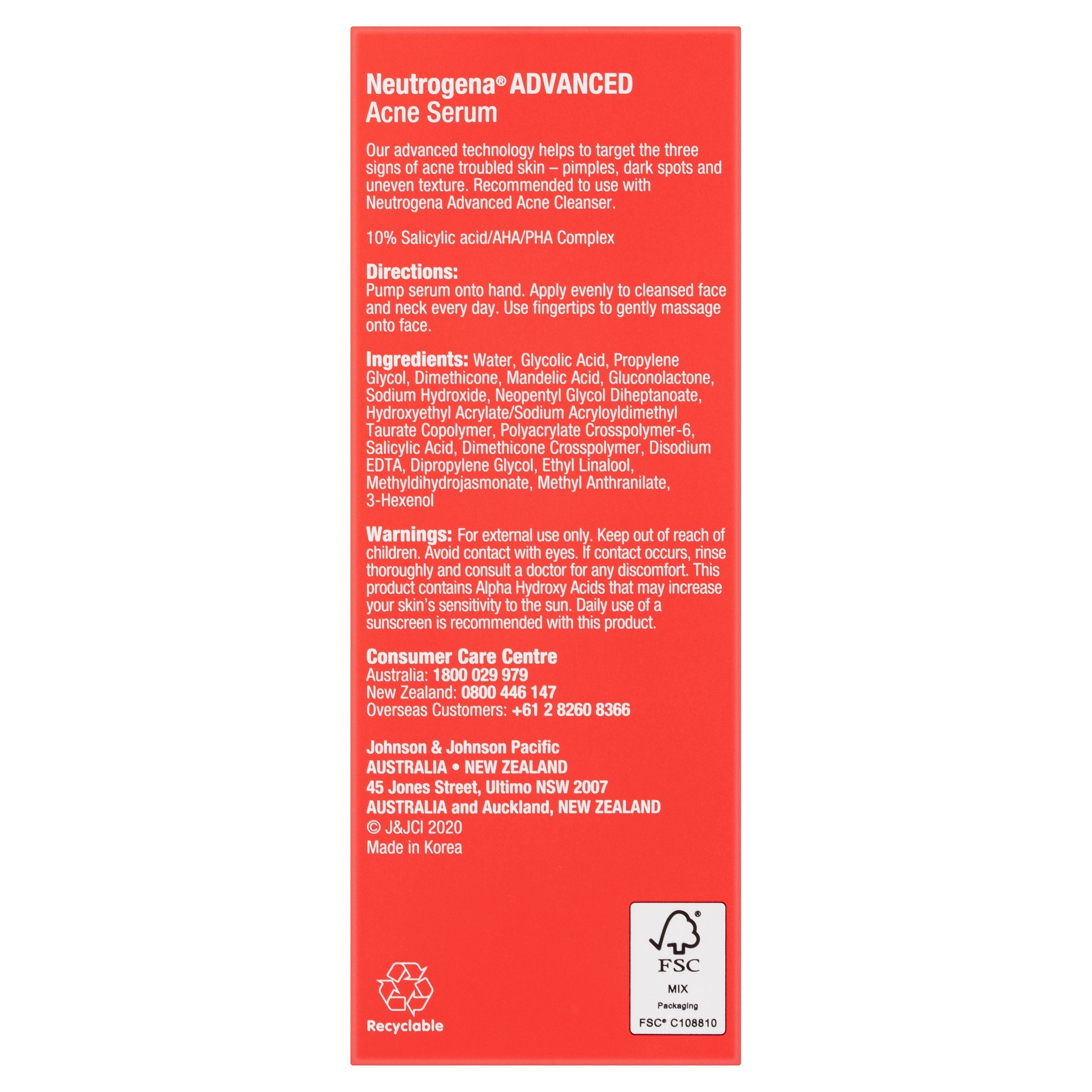 Neutrogena Advanced Acne Serum 30ml - Image 2
