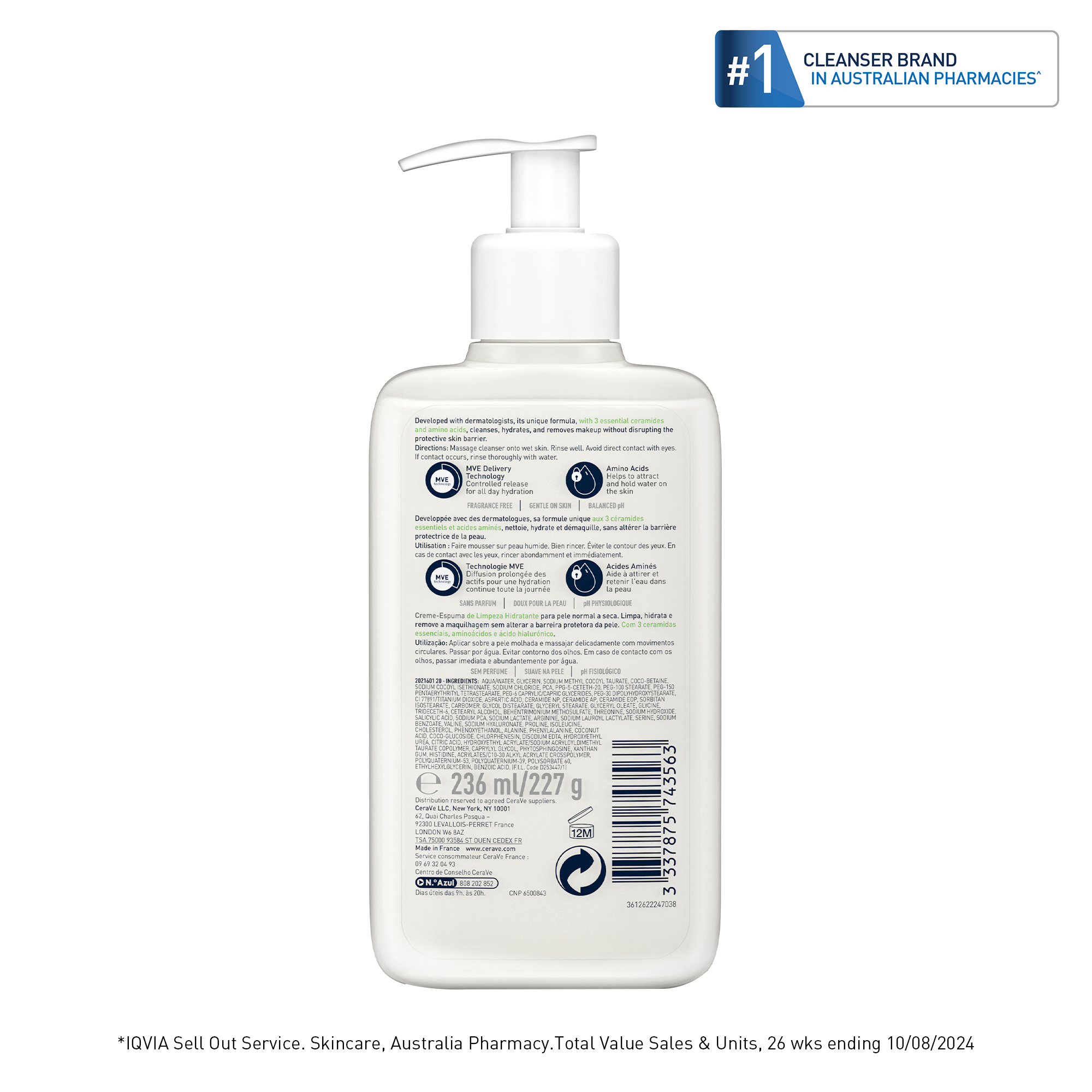 CeraVe Hydrating Cream-To-Foam Cleanser 236ml - Image 2