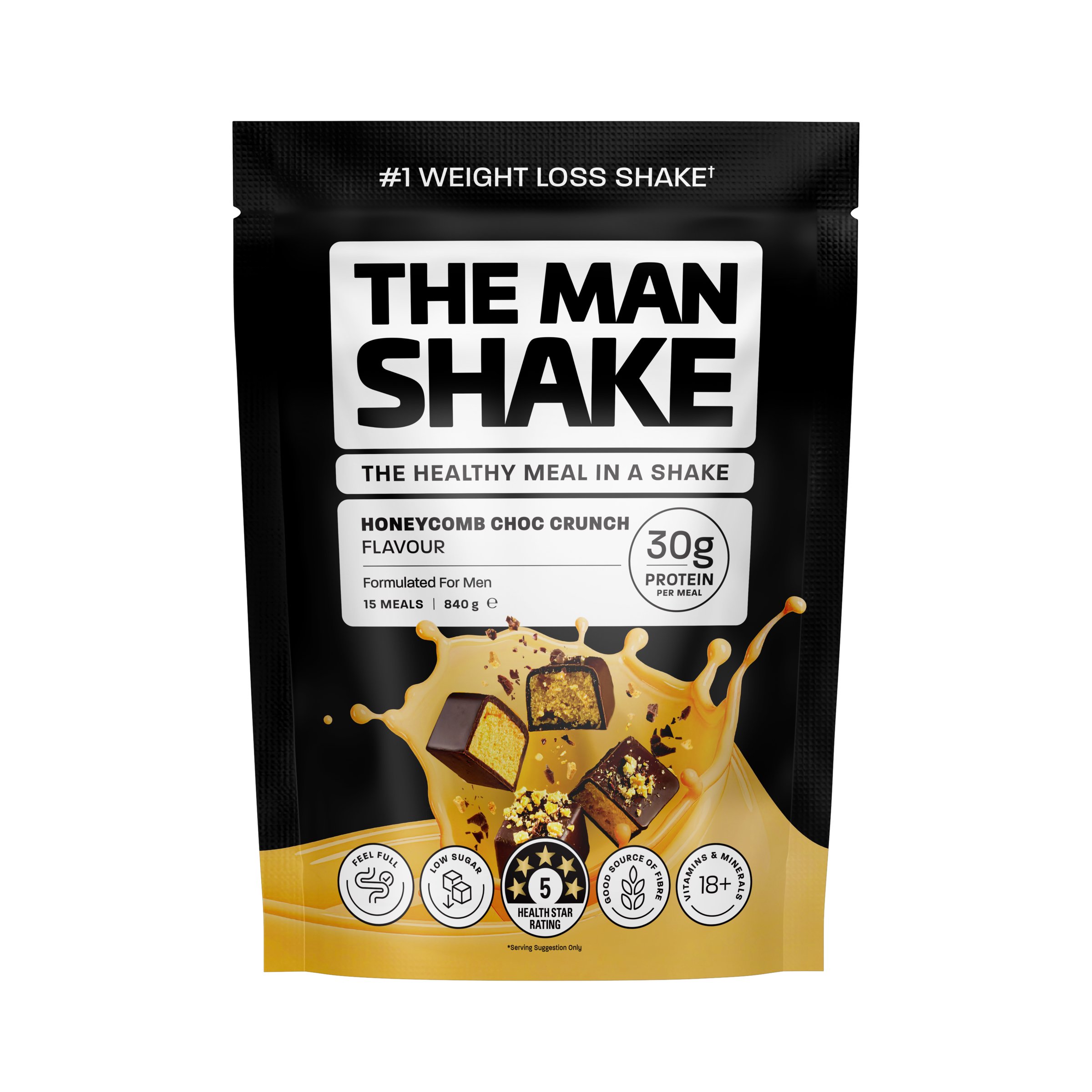 The Man Shake Meal Replacement Honeycomb Choc Crunch 840g - Image 1