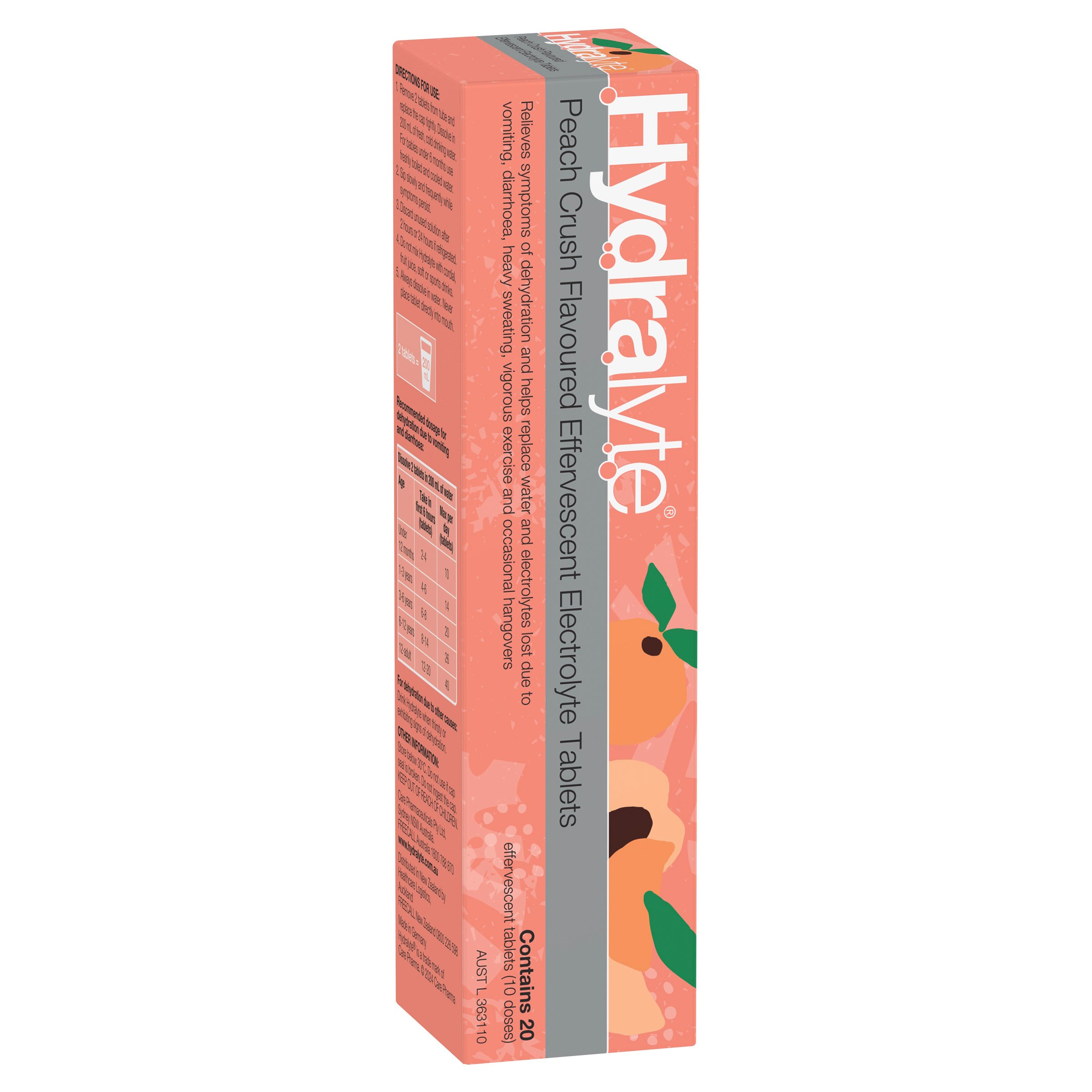 Hydralyte Effervescent Peach Crush 20 tablets - Image 15