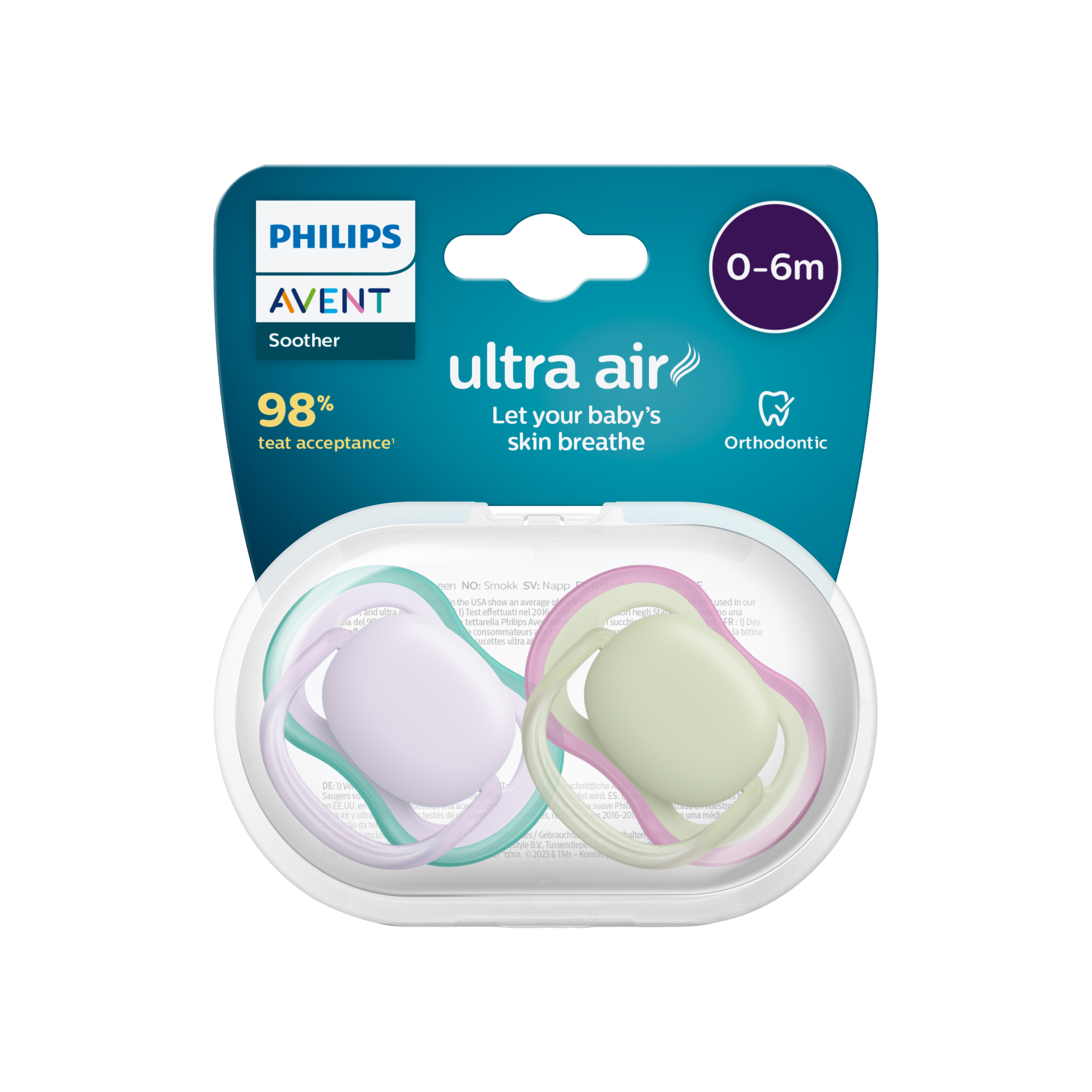Avent Ultra Air Soother 0-6 Months Plain Mixed 2 pack - Image 1