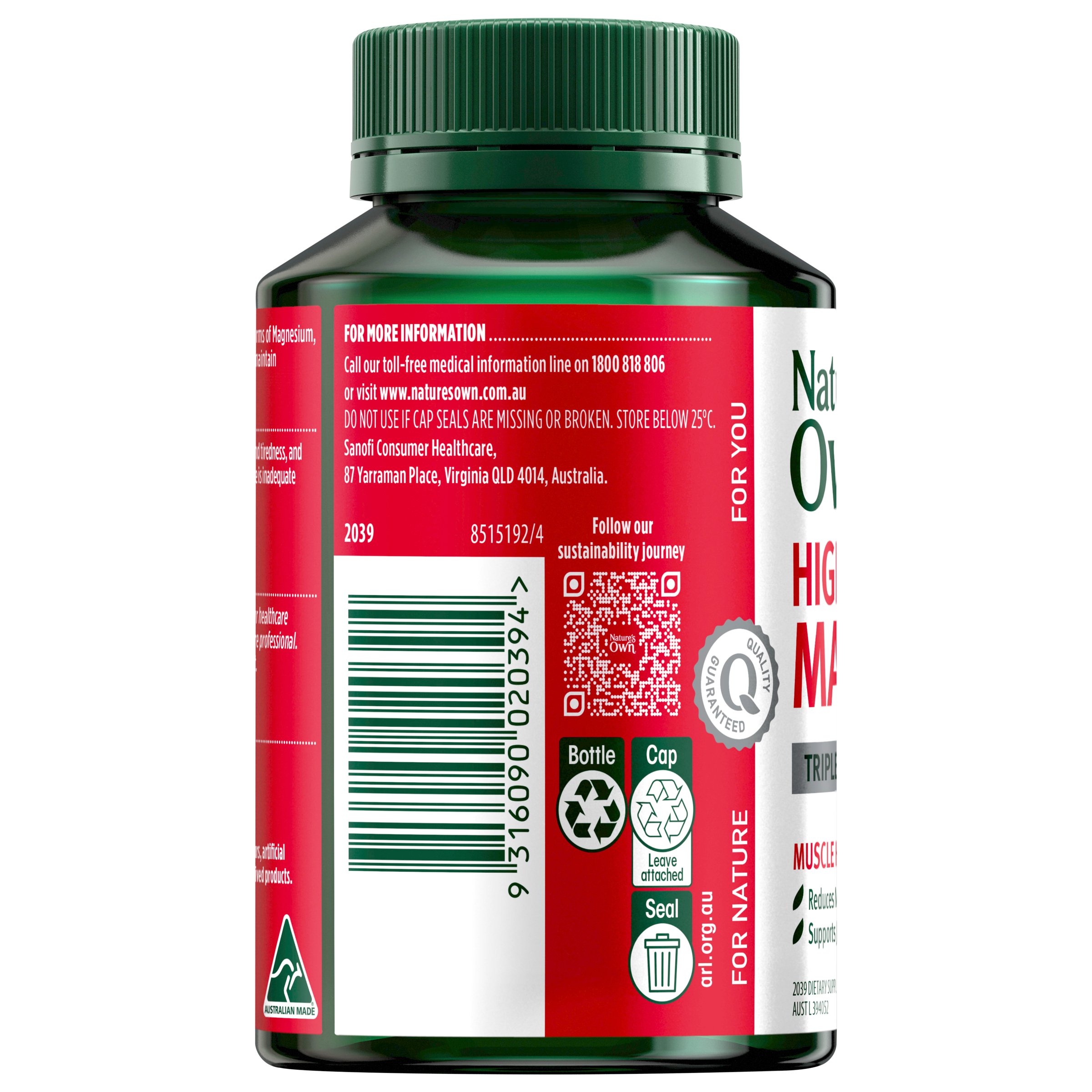 Nature's Own High Strength Magnesium 150 tablets - Image 3