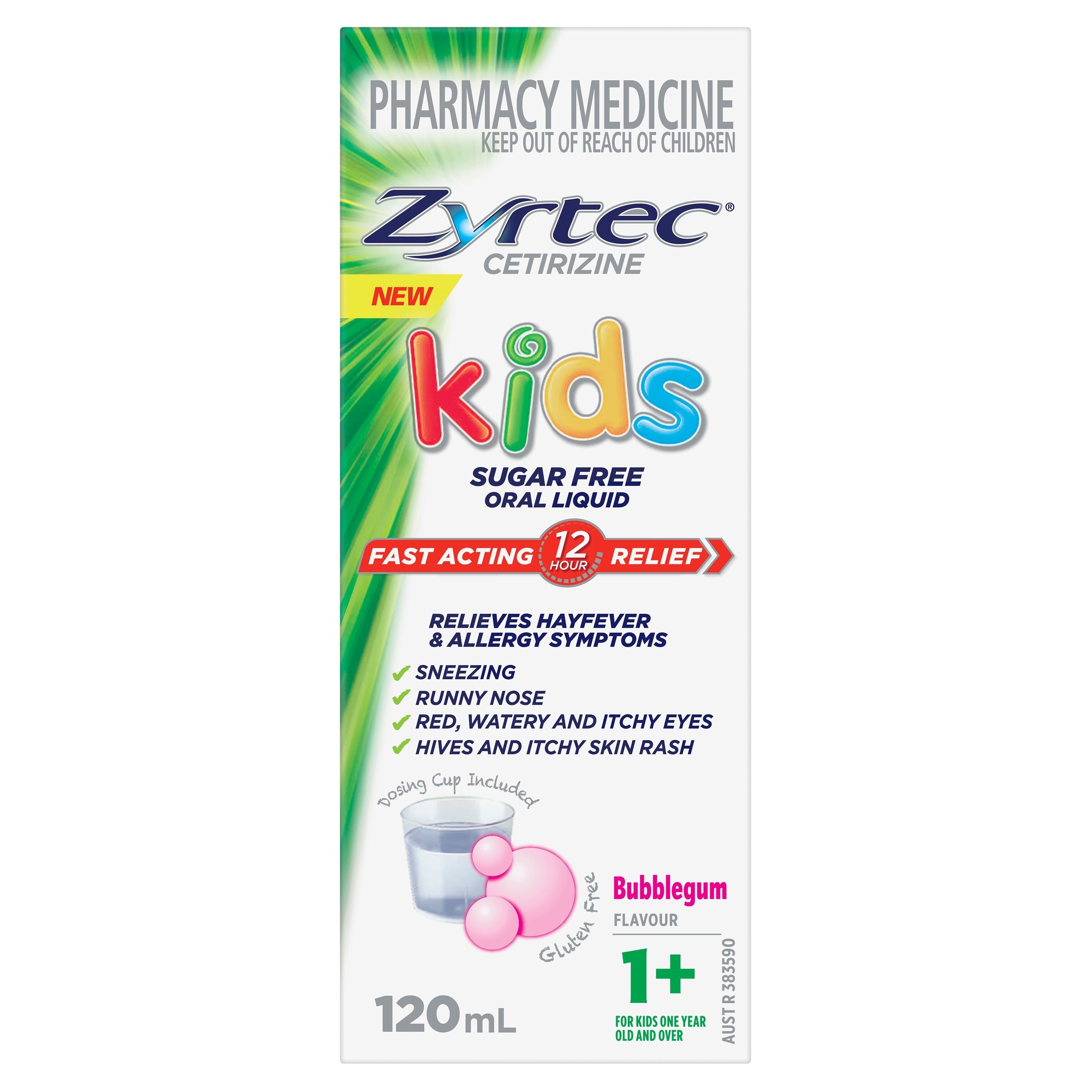 Zyrtec Kids Liquid Bubble Gum 120ml - Image 1