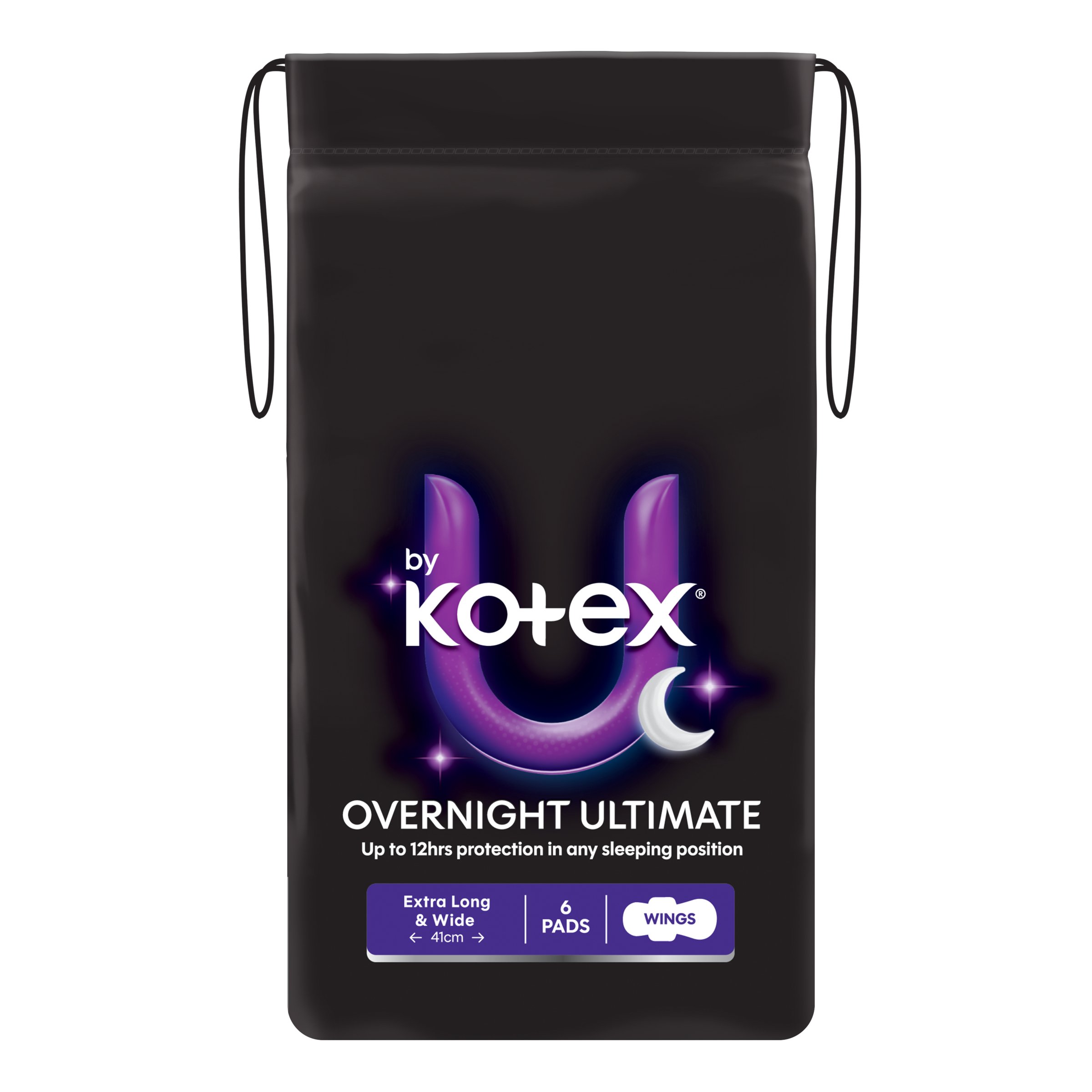 U By Kotex Maxi Ultimate Overnight Wing 6 - 41cm - Image 1