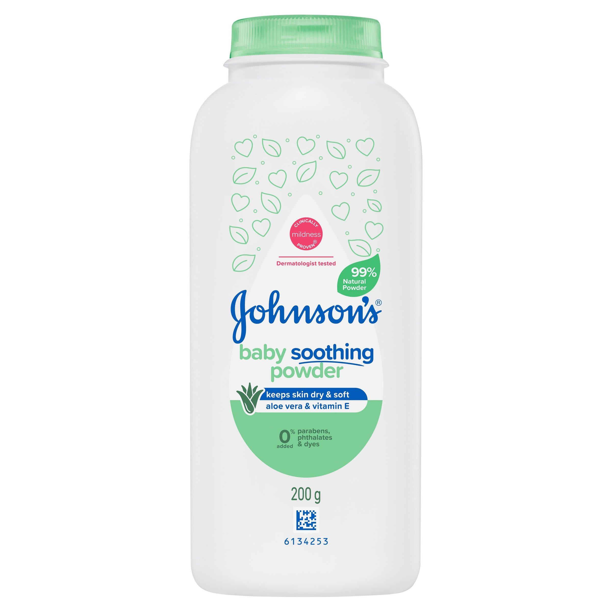Johnson's Baby Pure Cornstarch Aloe & Vitamin E Soothing Baby Powder 200g - Image 1
